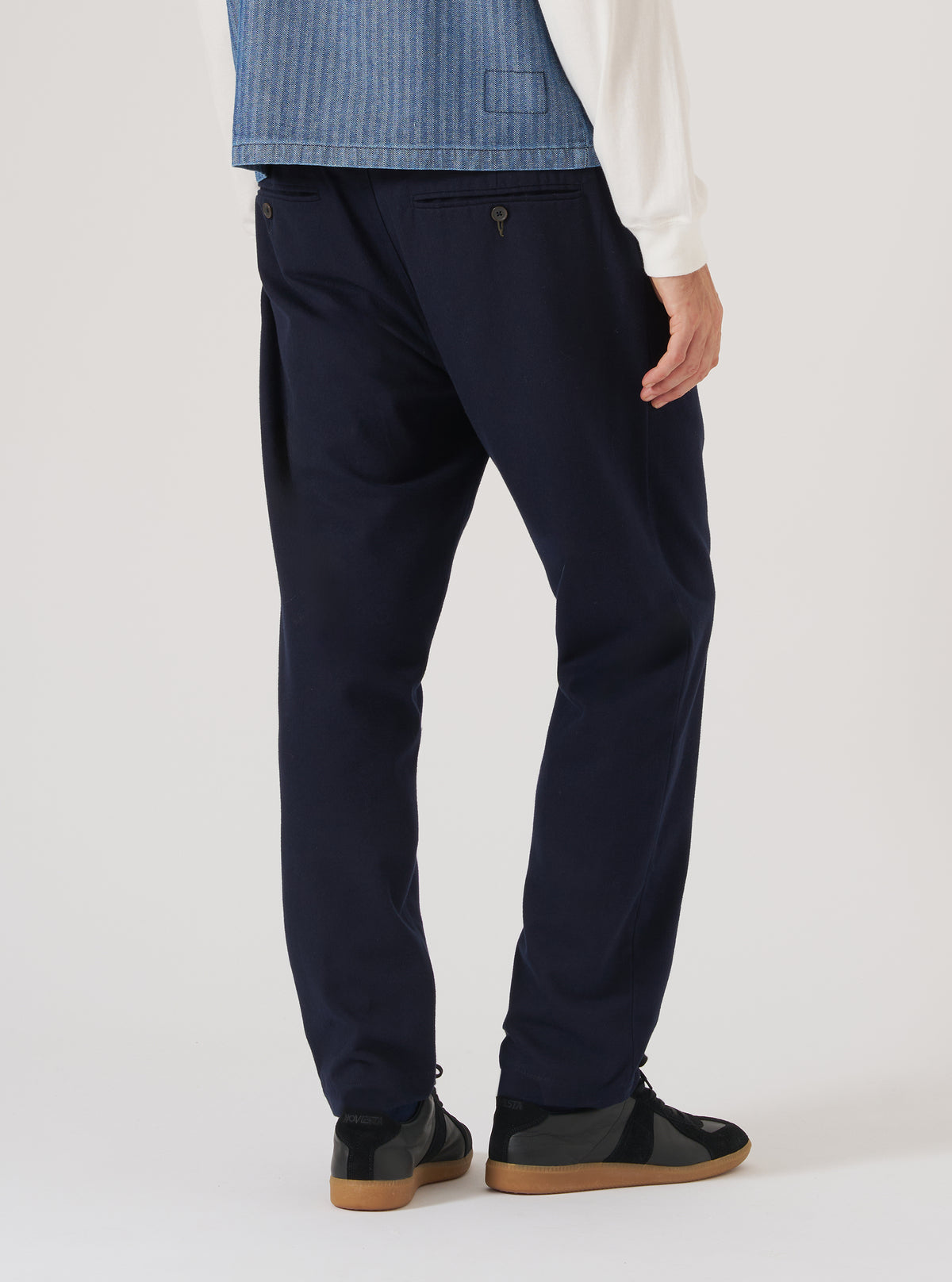 Navy Brushed Moleskin Military Chino