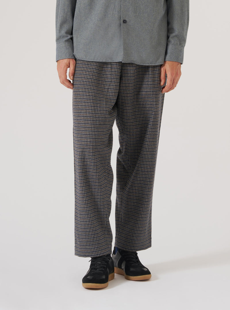 Charcoal Houndstooth Wool Mix Oxford Pant