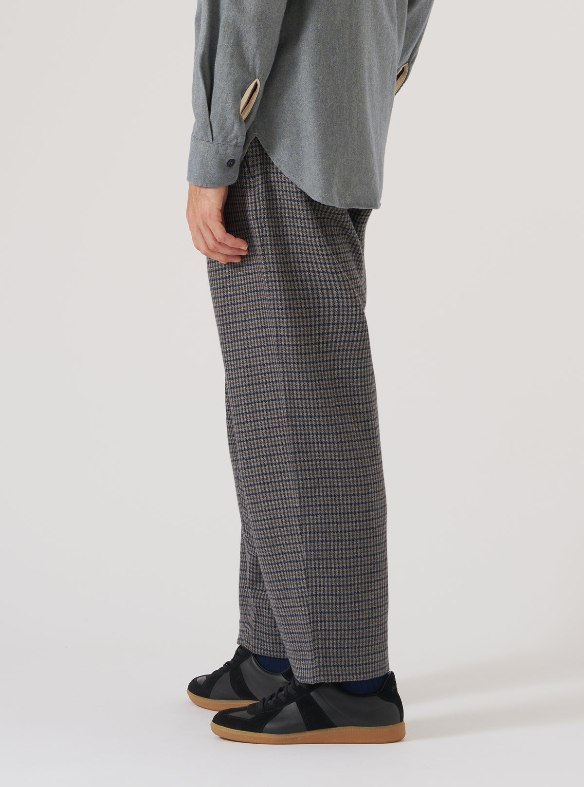 Charcoal Houndstooth Wool Mix Oxford Pant