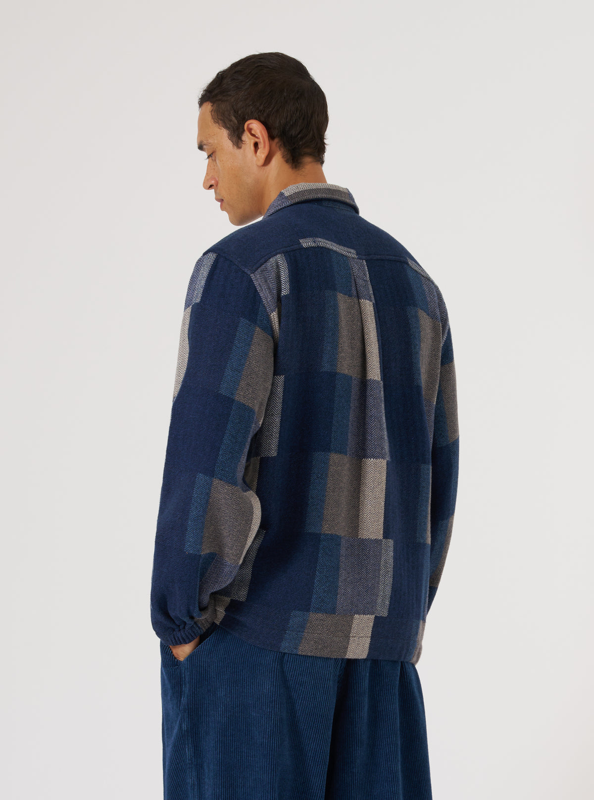 Navy Japanese Patchwork L/S Tech Overshirt