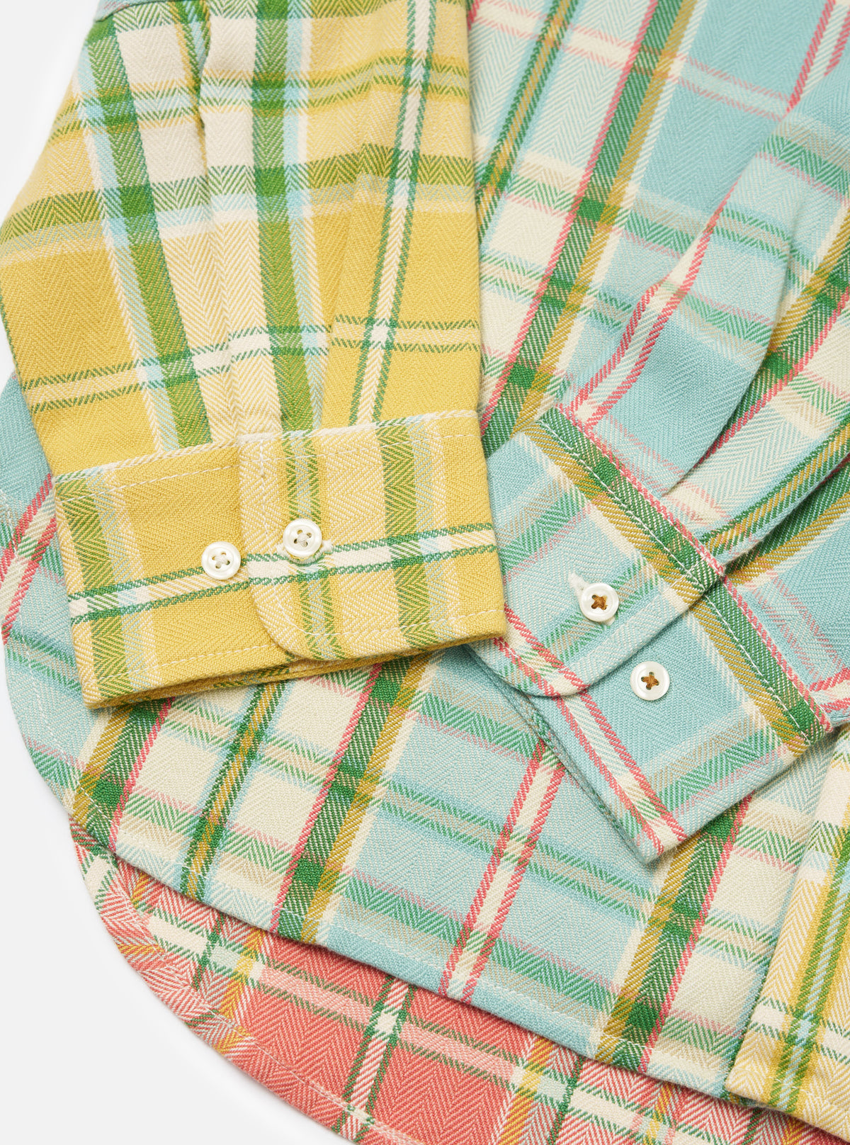 Faded Mixed Check Panel Shirt
