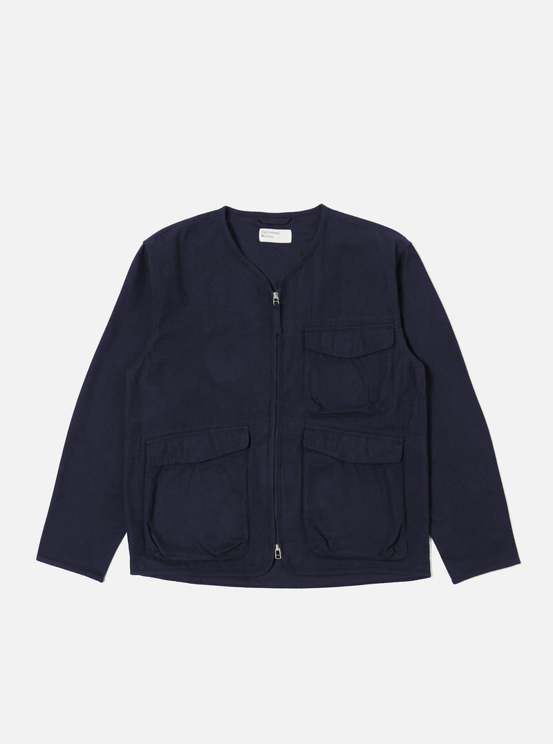 Navy Brushed Moleskin Parachute Liner Jacket