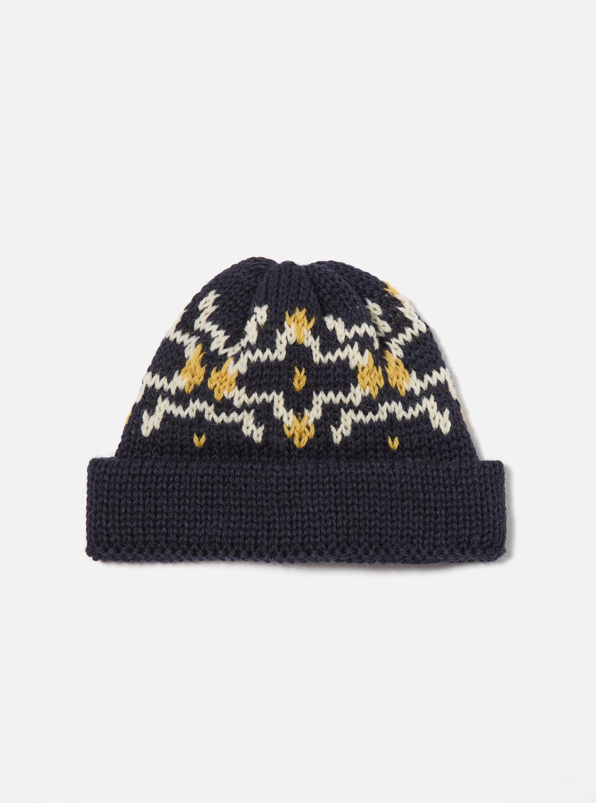 Navy/Ecru British Wool Short Watch Cap