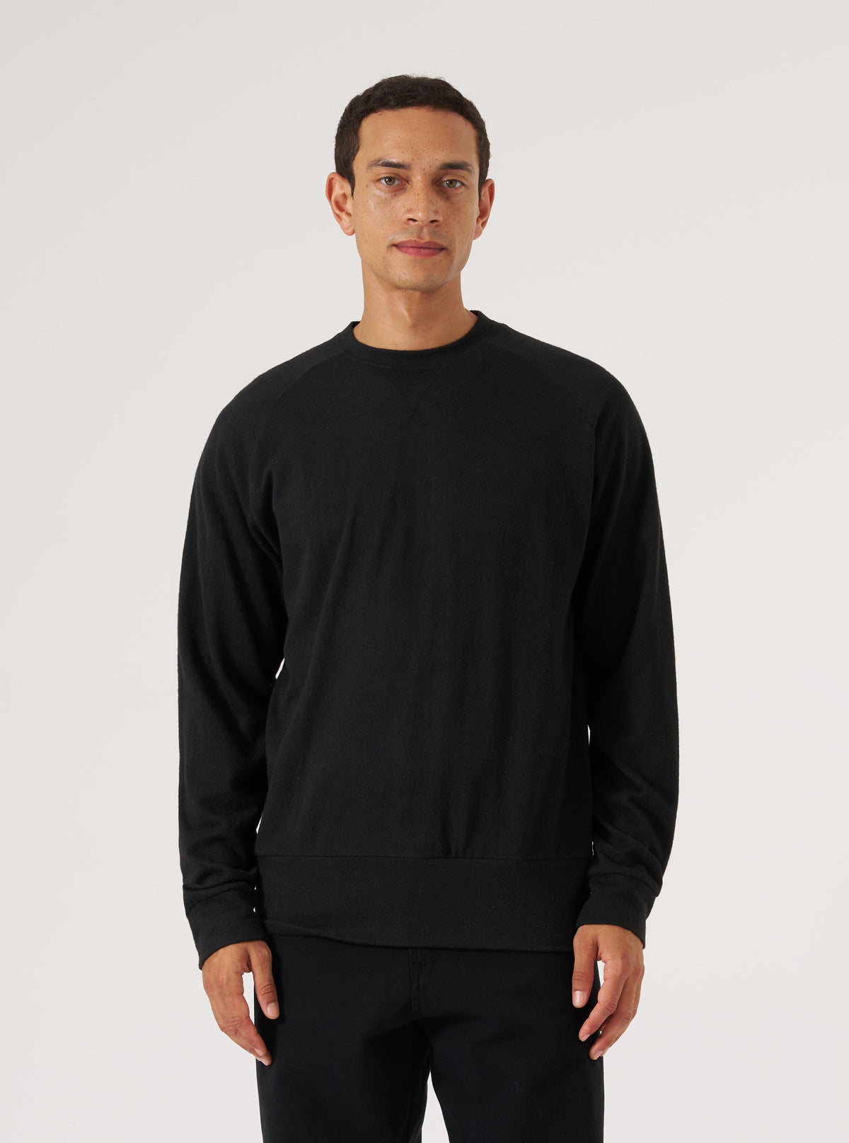 Black Recycled Wool Mix Single Jersey Mr K Crew Sweatshirt
