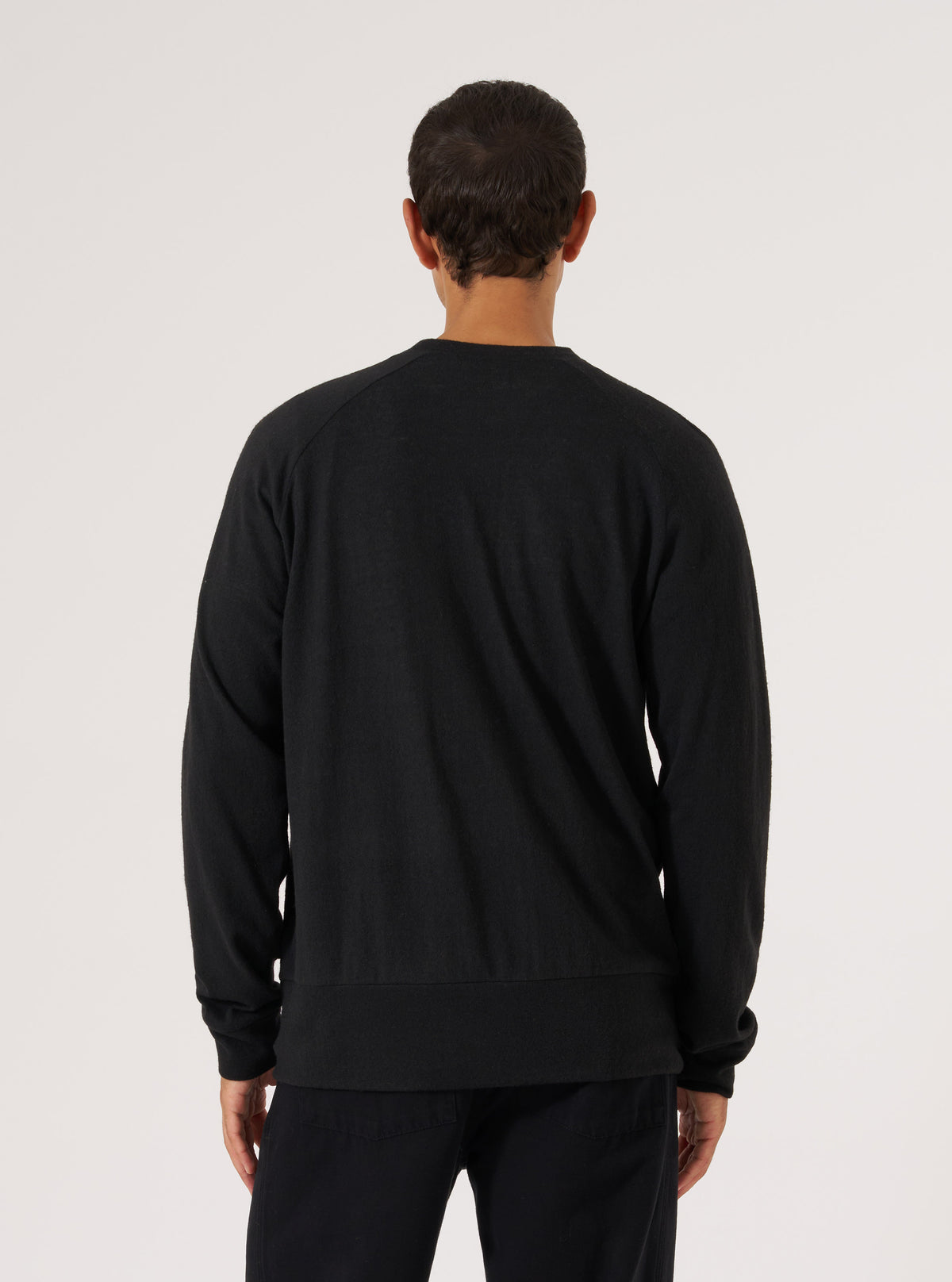 Black Recycled Wool Mix Single Jersey Mr K Crew Sweatshirt