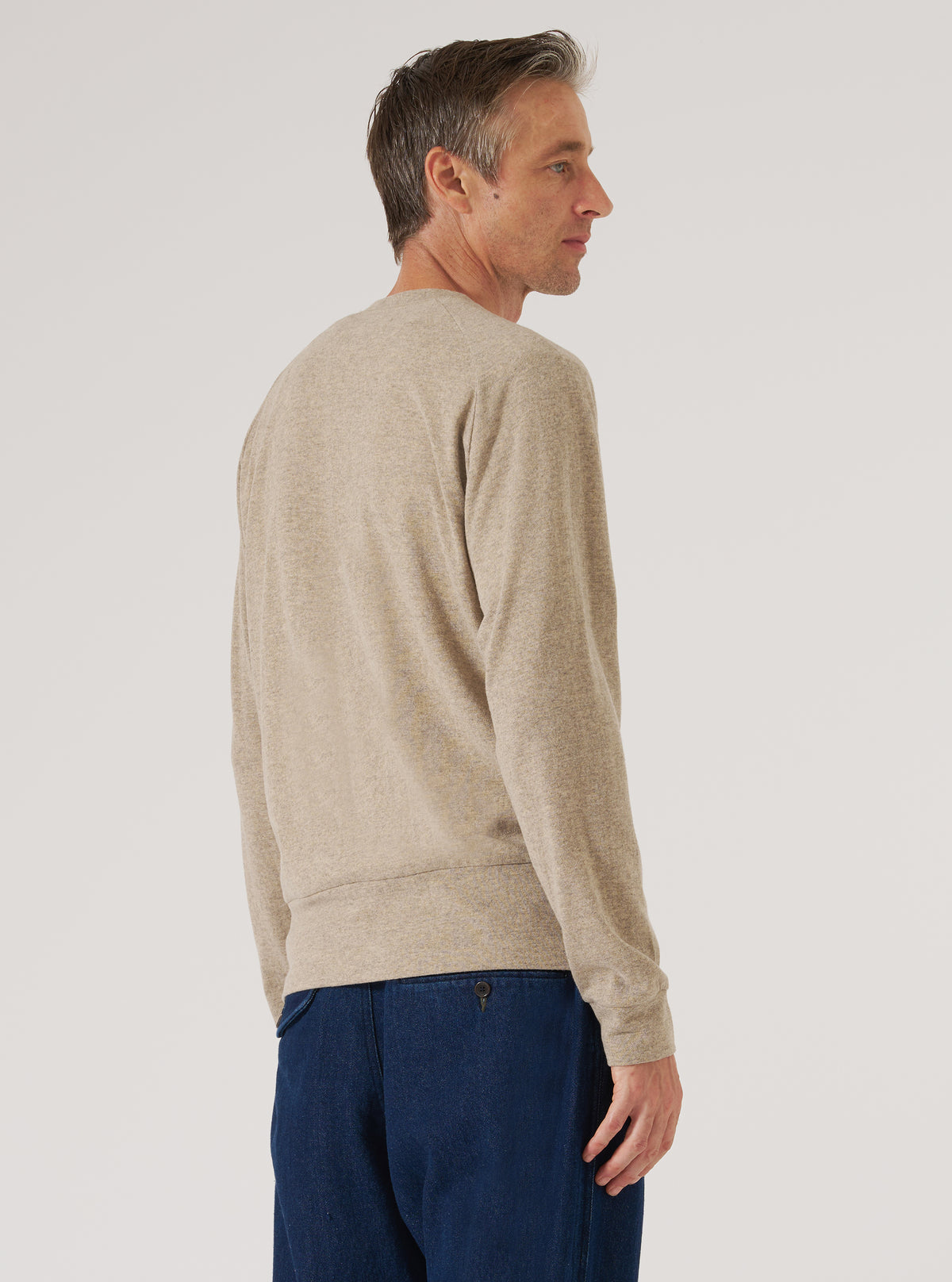 Dark Sand Recycled Wool Mix Single Jersey Mr K Crew Sweatshirt
