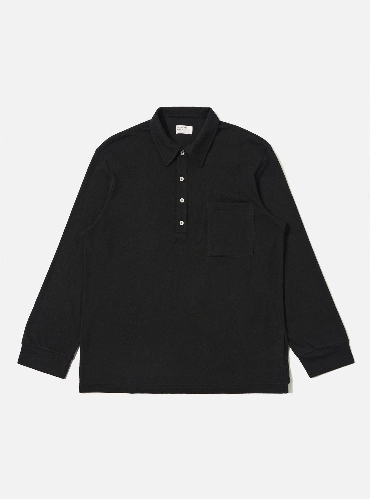 Black Recycled Wool Mix Single Jersey Pullover L/S Shirt