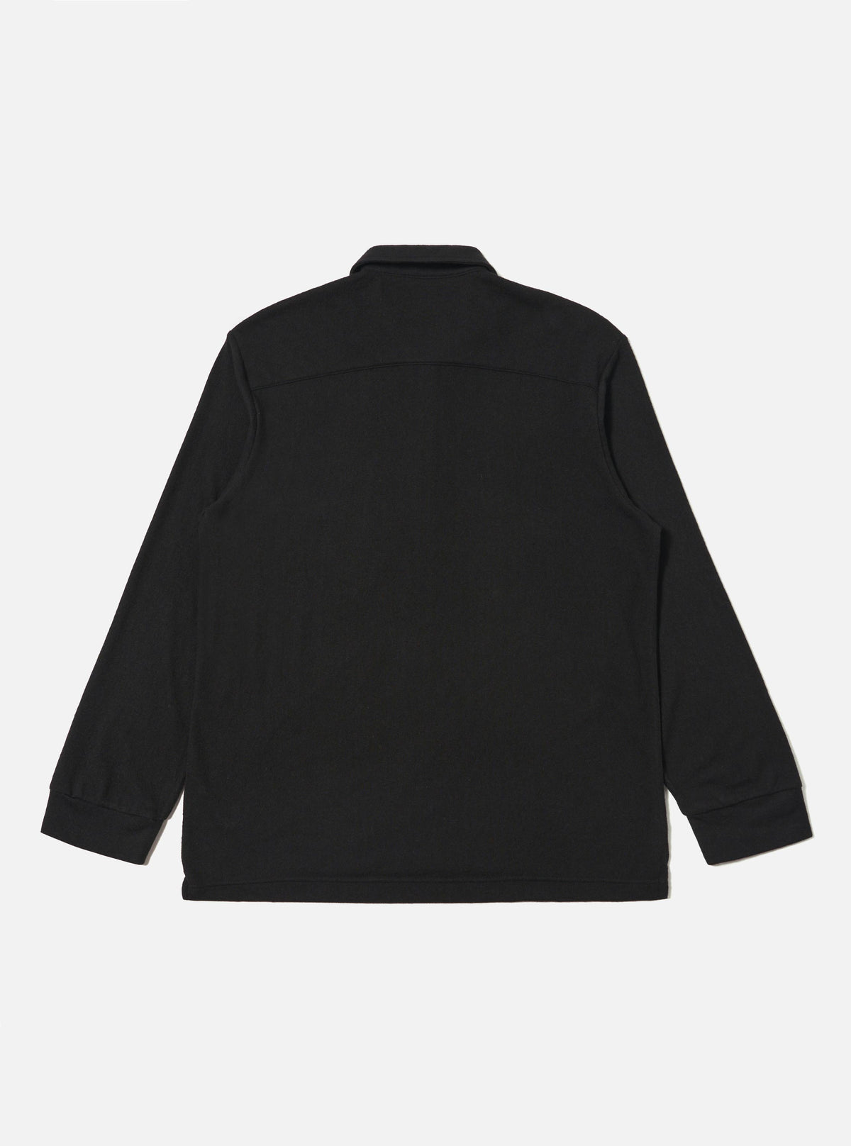 Black Recycled Wool Mix Single Jersey Pullover L/S Shirt