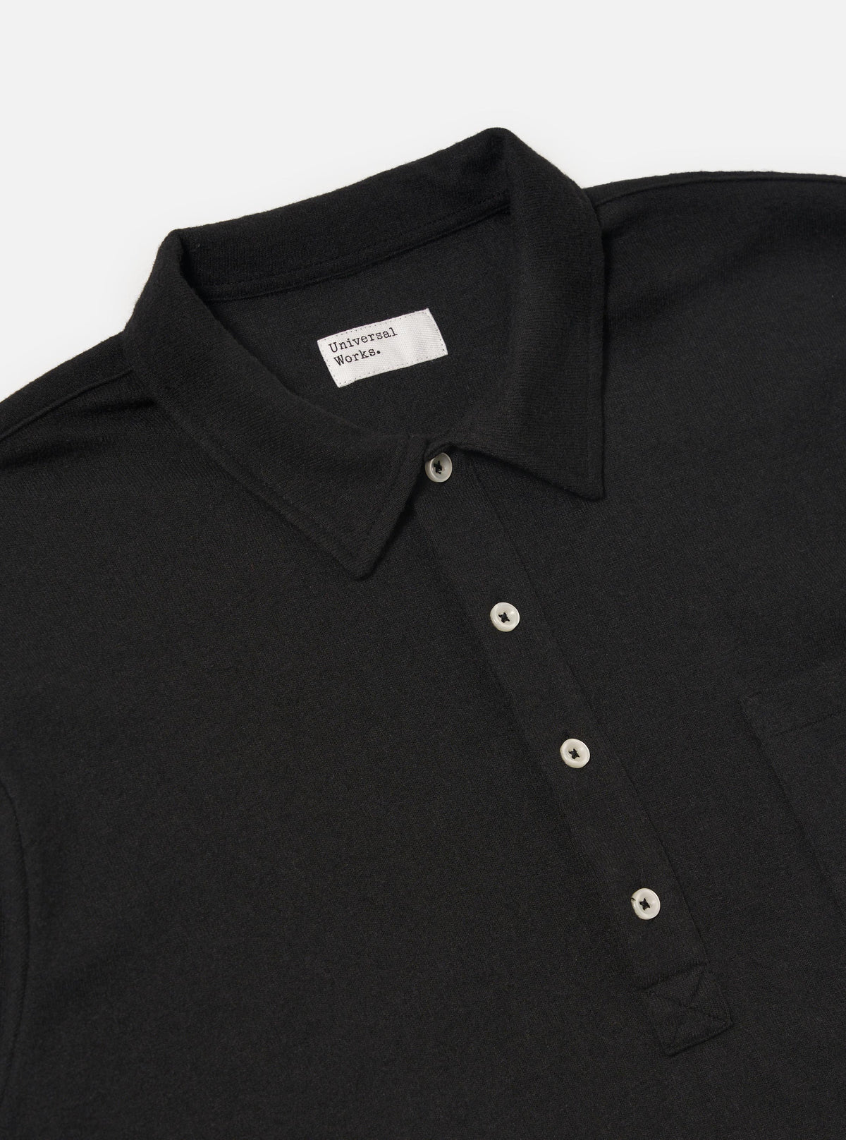 Black Recycled Wool Mix Single Jersey Pullover L/S Shirt
