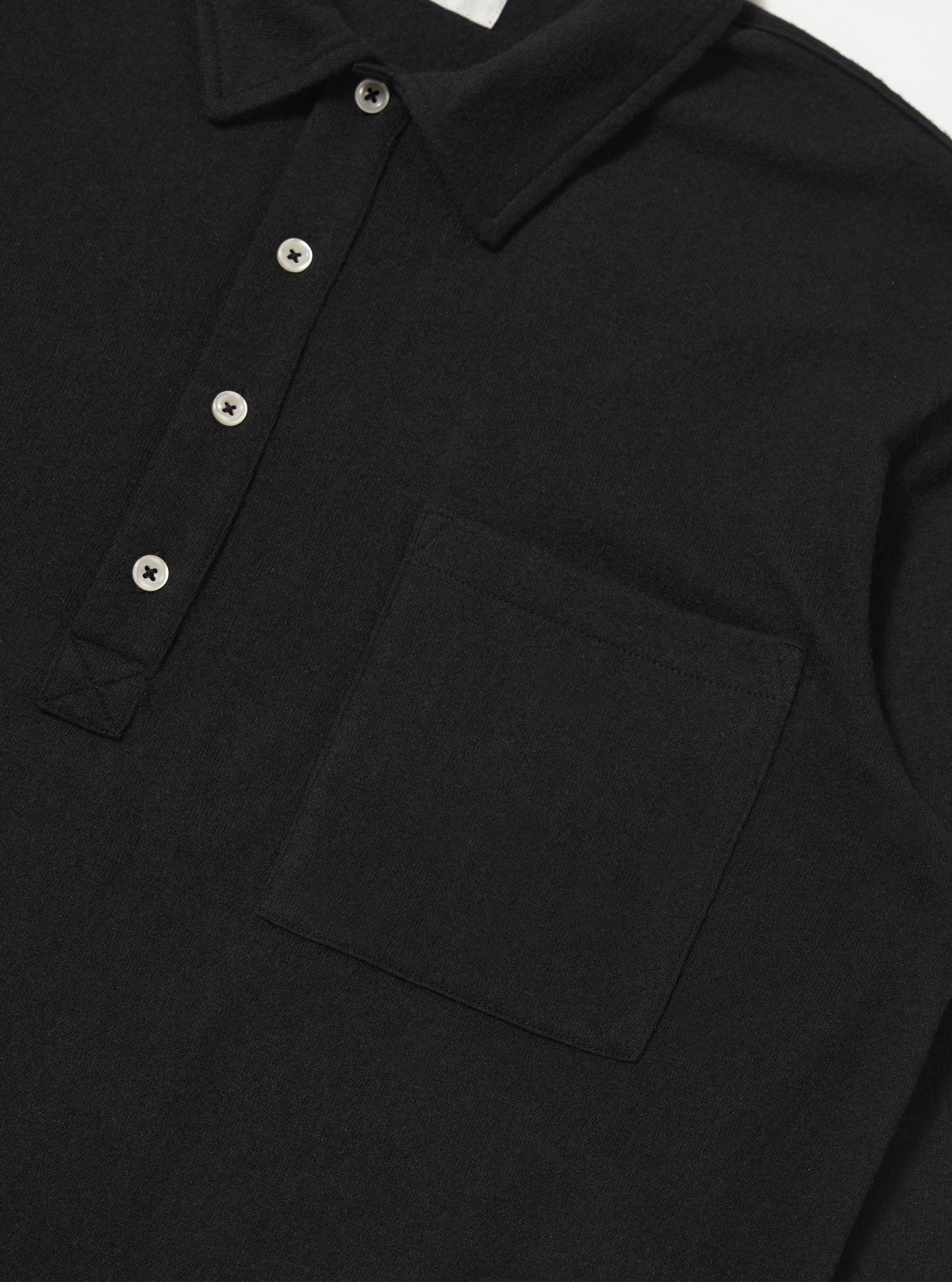 Black Recycled Wool Mix Single Jersey Pullover L/S Shirt