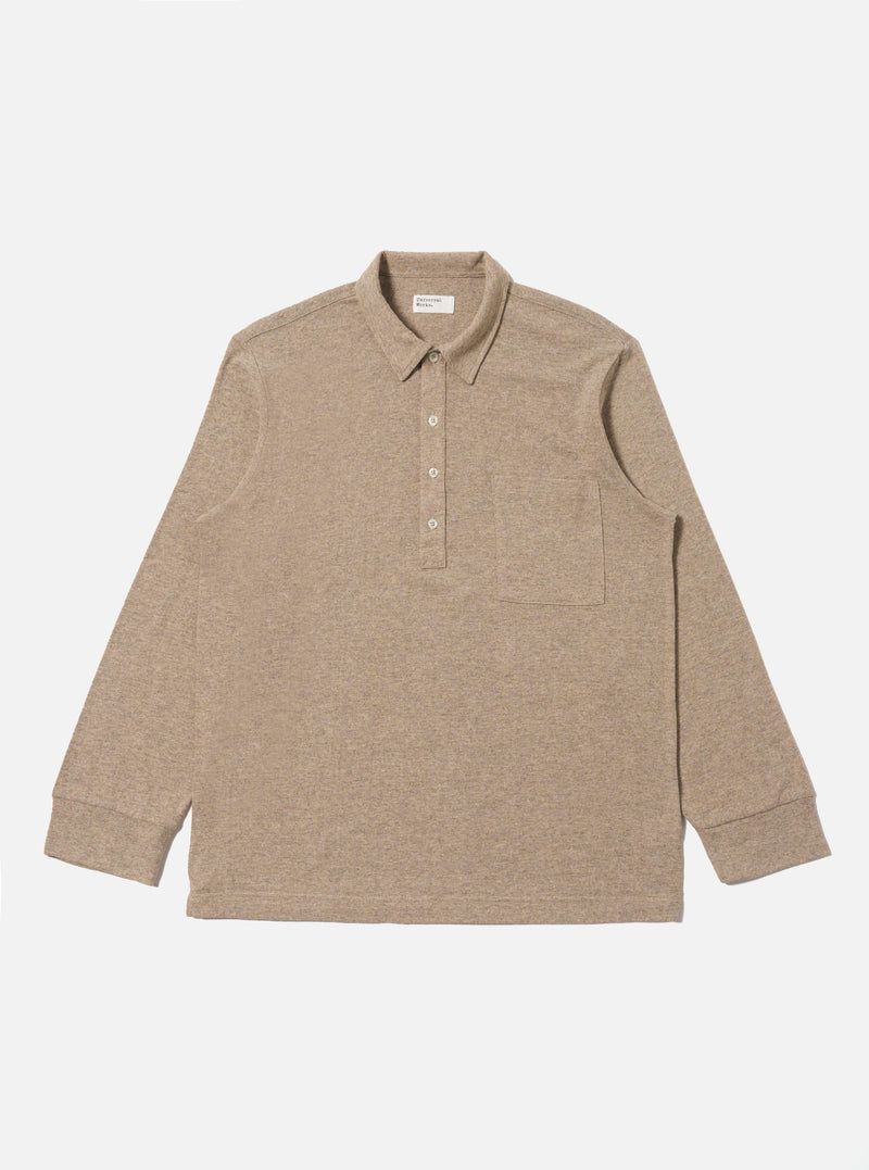 Dark Sand Recycled Wool Mix Single Jersey Pullover L/S Shirt