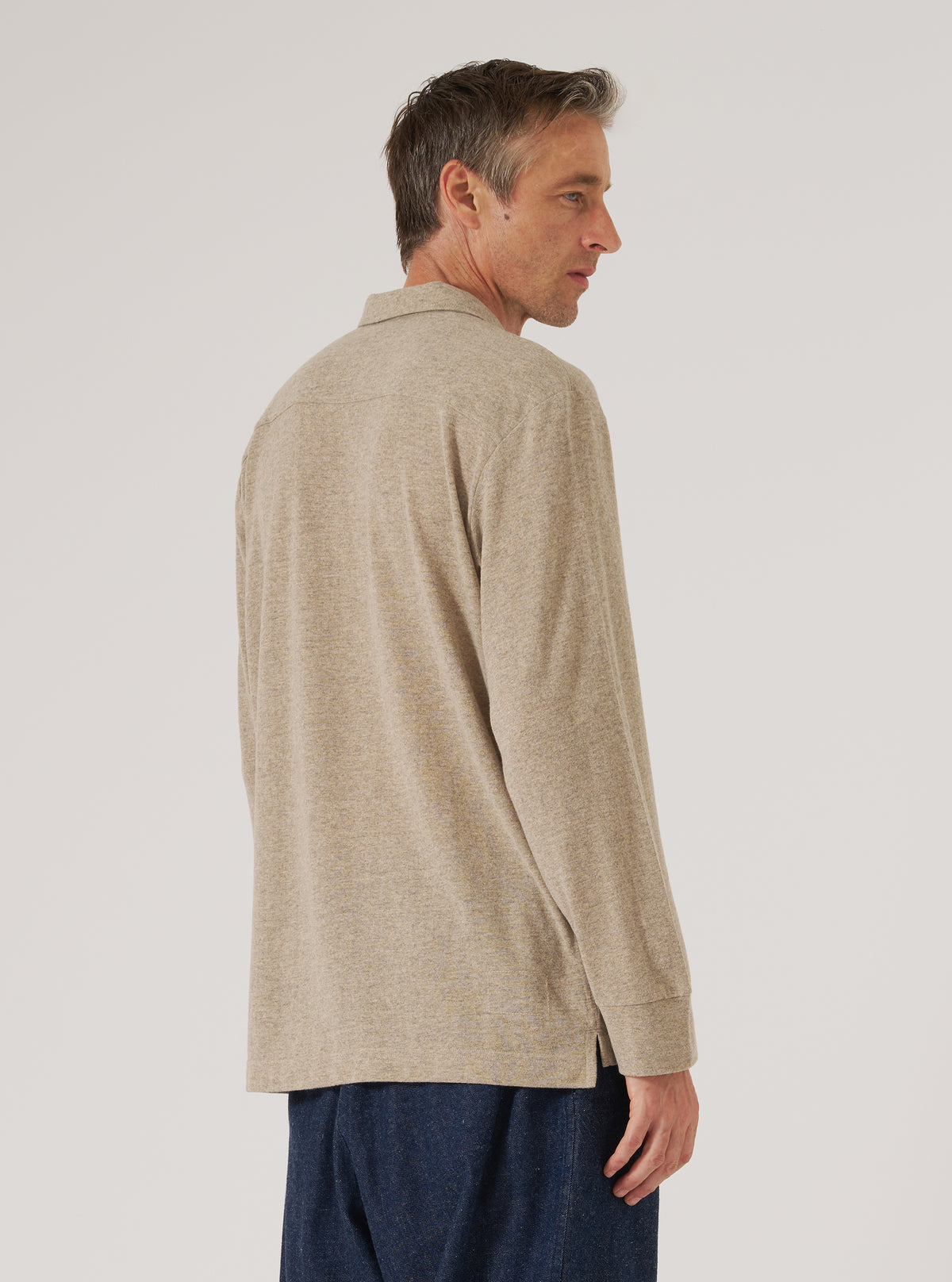 Dark Sand Recycled Wool Mix Single Jersey Pullover L/S Shirt