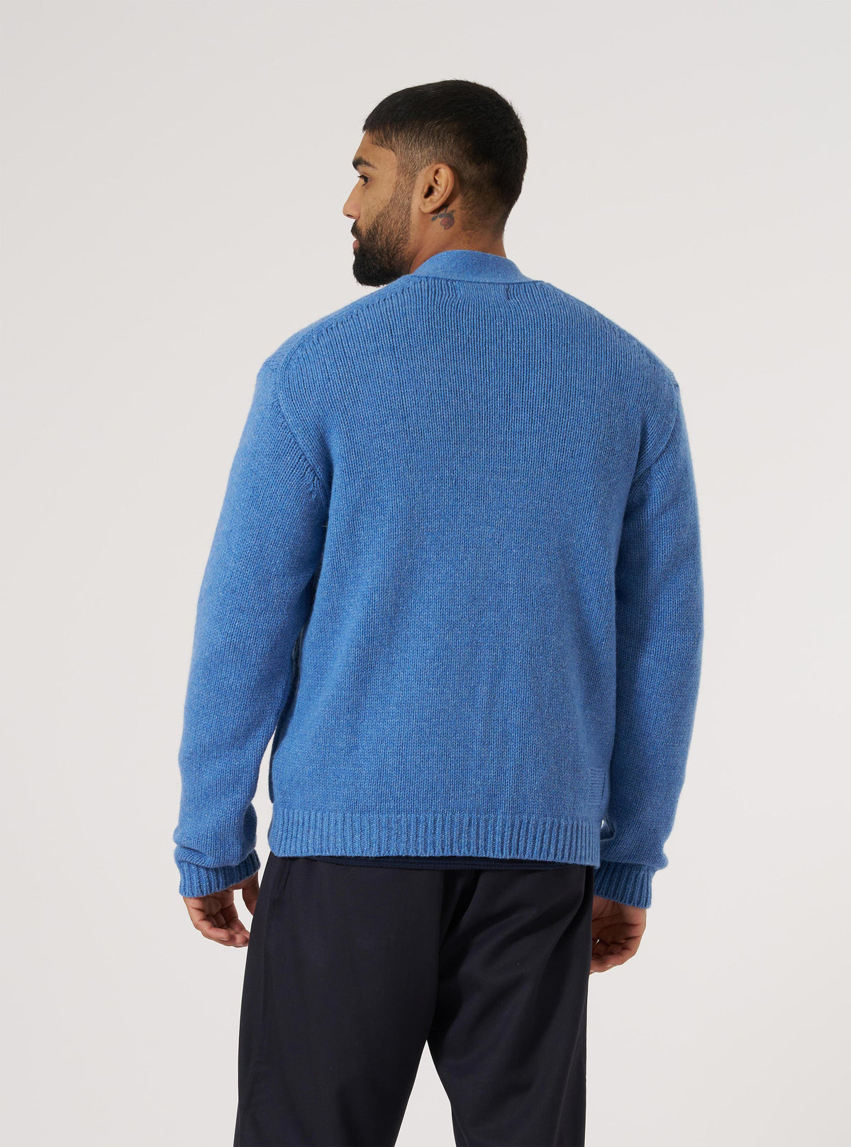 Pale Blue Recycled Shetland Langdale Cardigan
