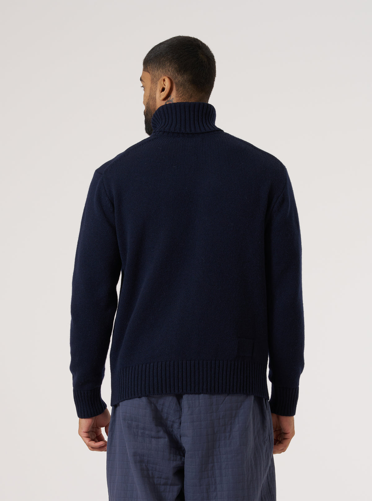 Navy Recycled Shetland Roll Neck