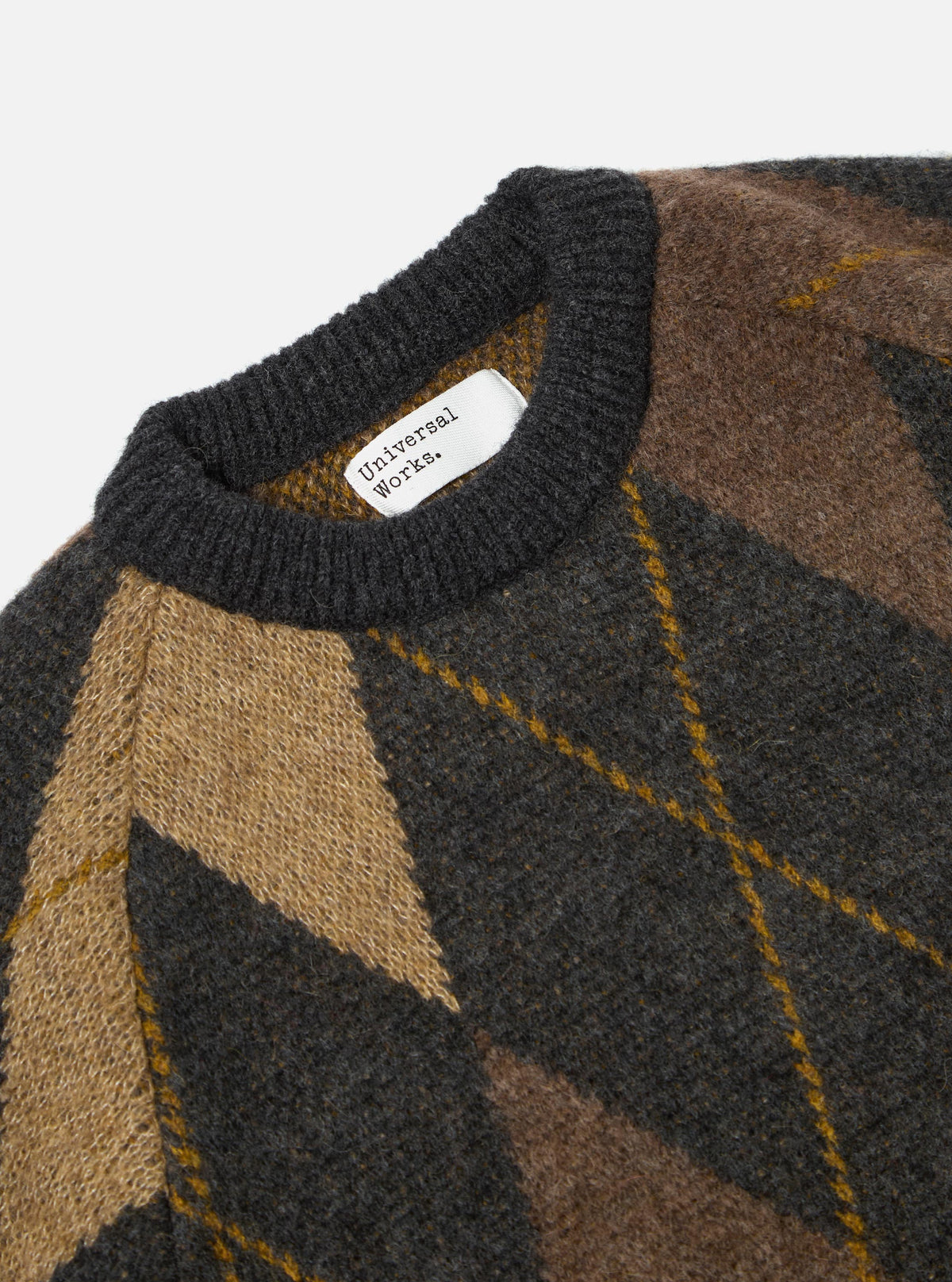 Brown Alpaca Knit Big Argyll Crew