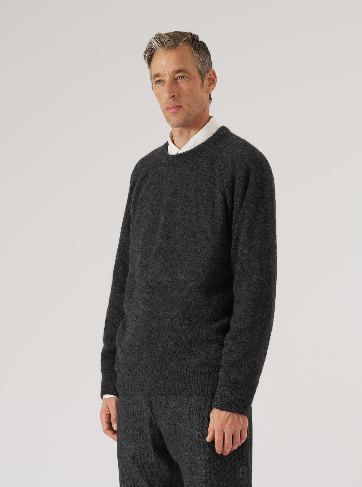 Charcoal Alpaca Knit Lyon Crew