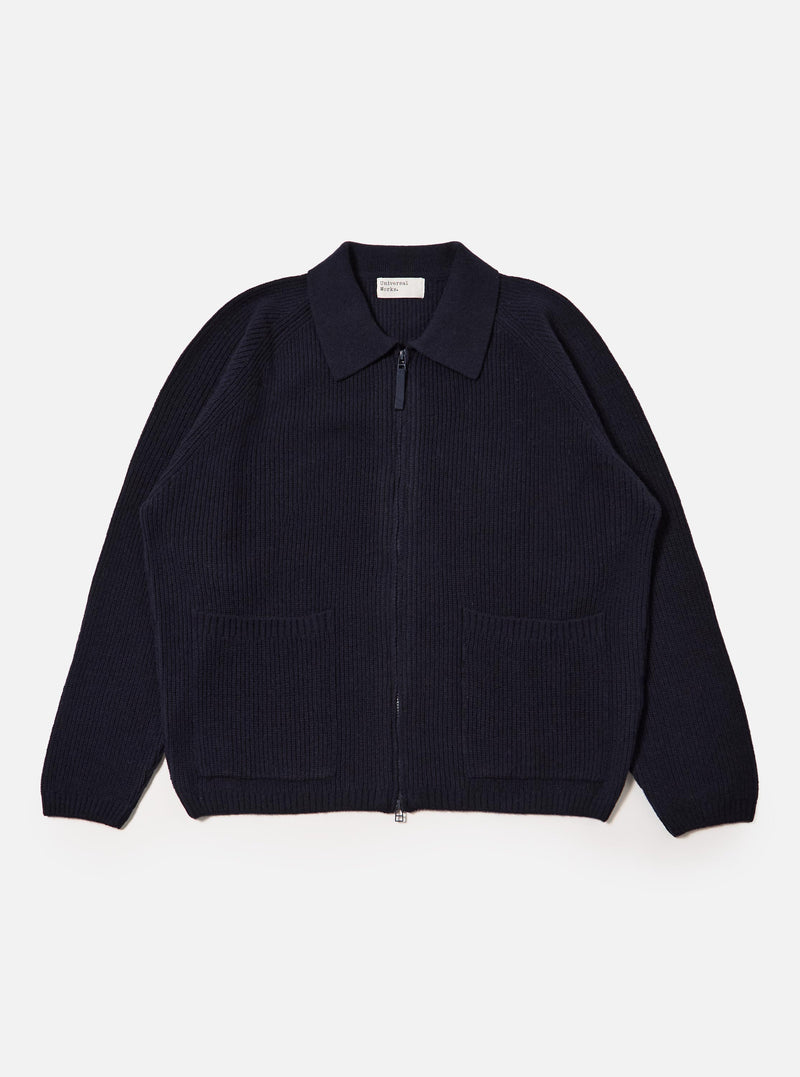 Navy Eco Wool Zip Cardigan