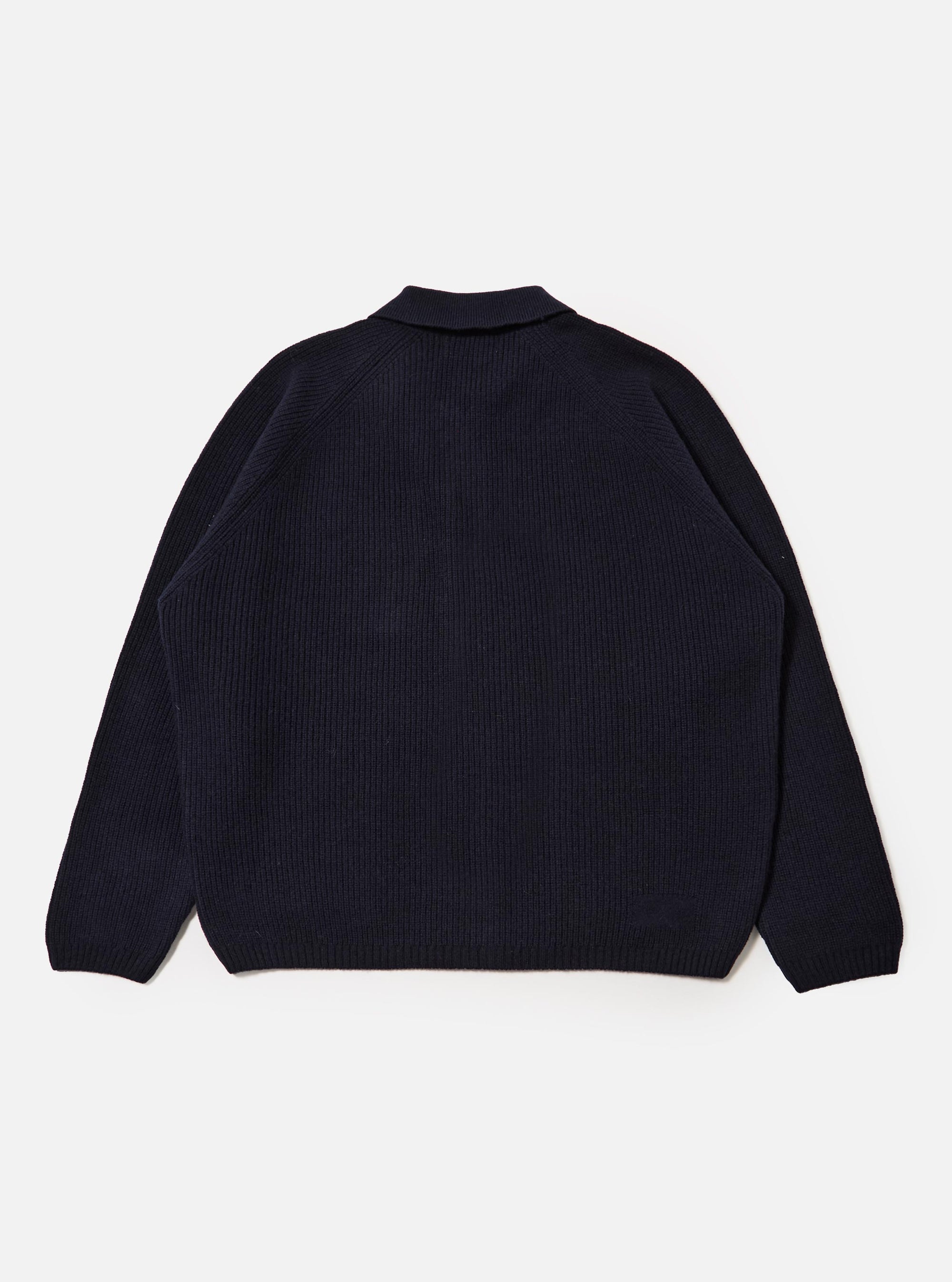 Navy Eco Wool Zip Cardigan