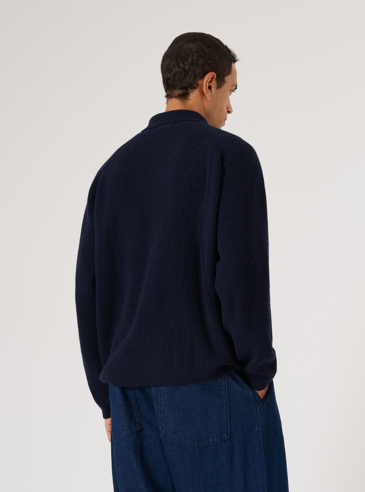 Navy Eco Wool Zip Cardigan