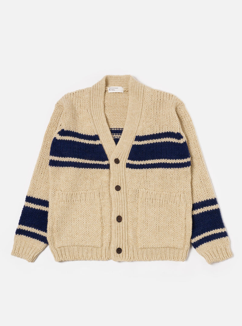 Sand Chunky Knit Stripe Langdale Cardigan