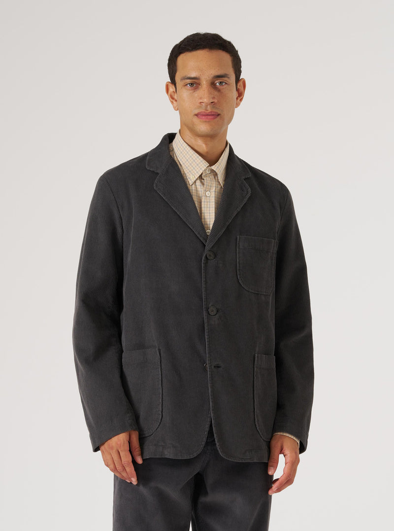 Charcoal Cord Three Button Jacket
