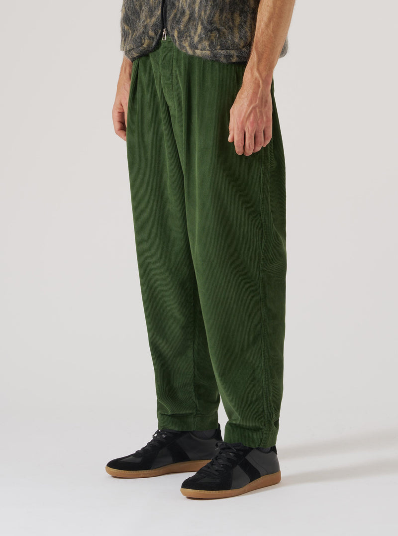 Green Cord Pleated Track Pant