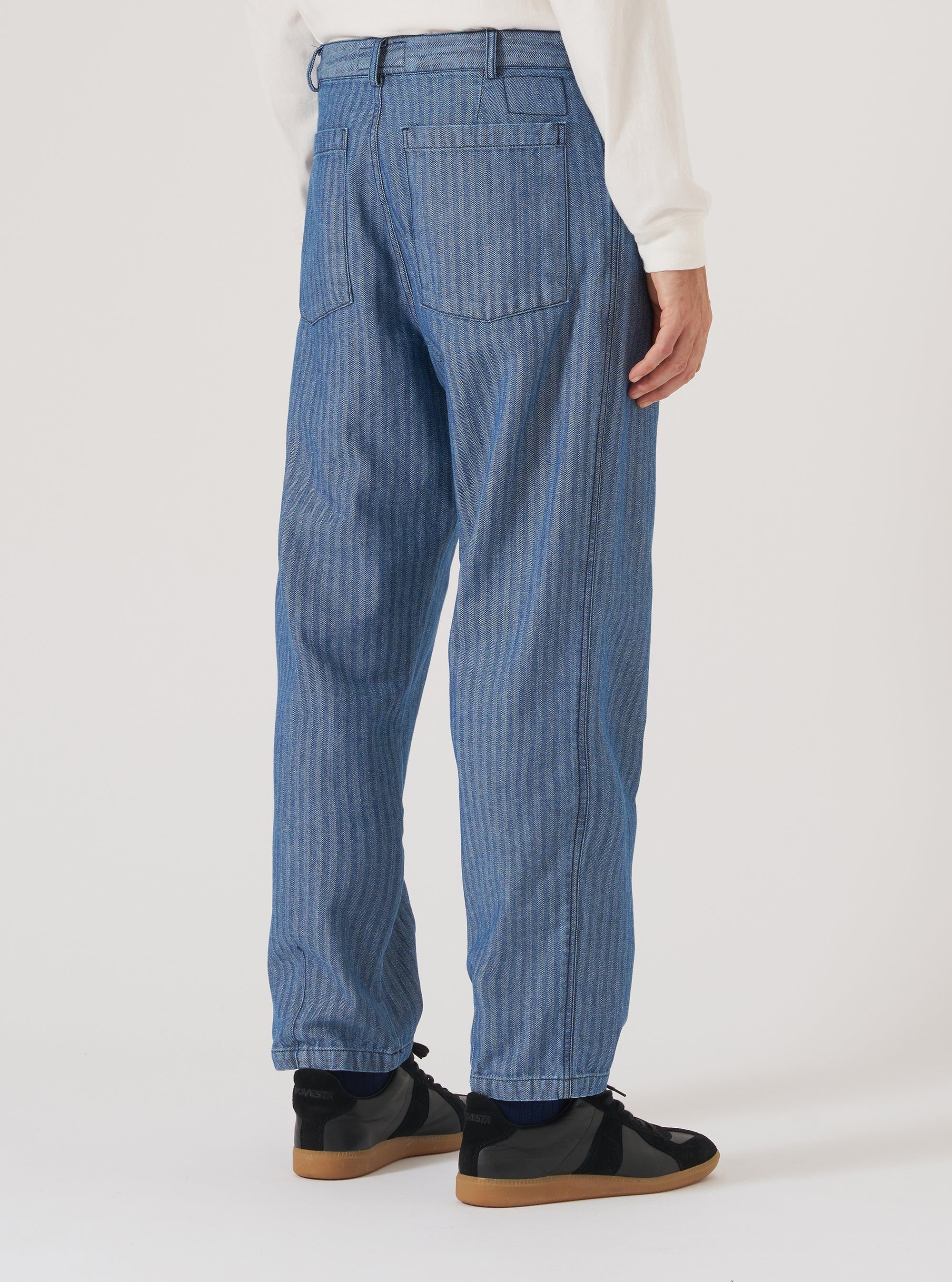 Indigo Denim Herringbone Utility Pant