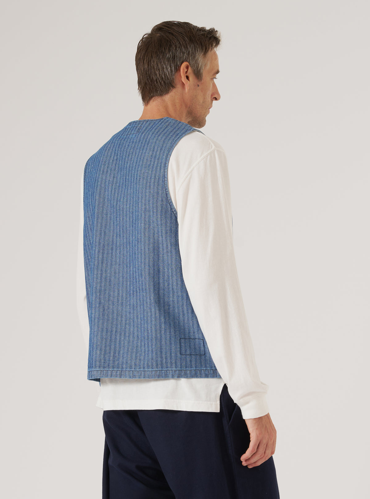 Indigo Denim Herringbone Operators Gilet