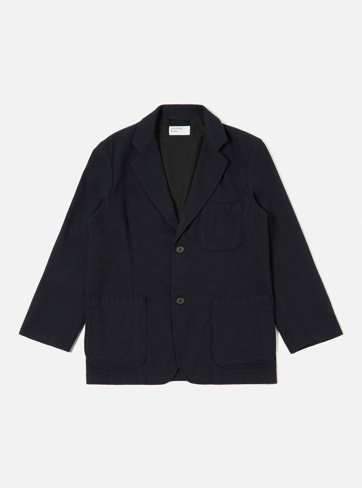 Dark Navy Soft Recycled Wool Two Button Jacket