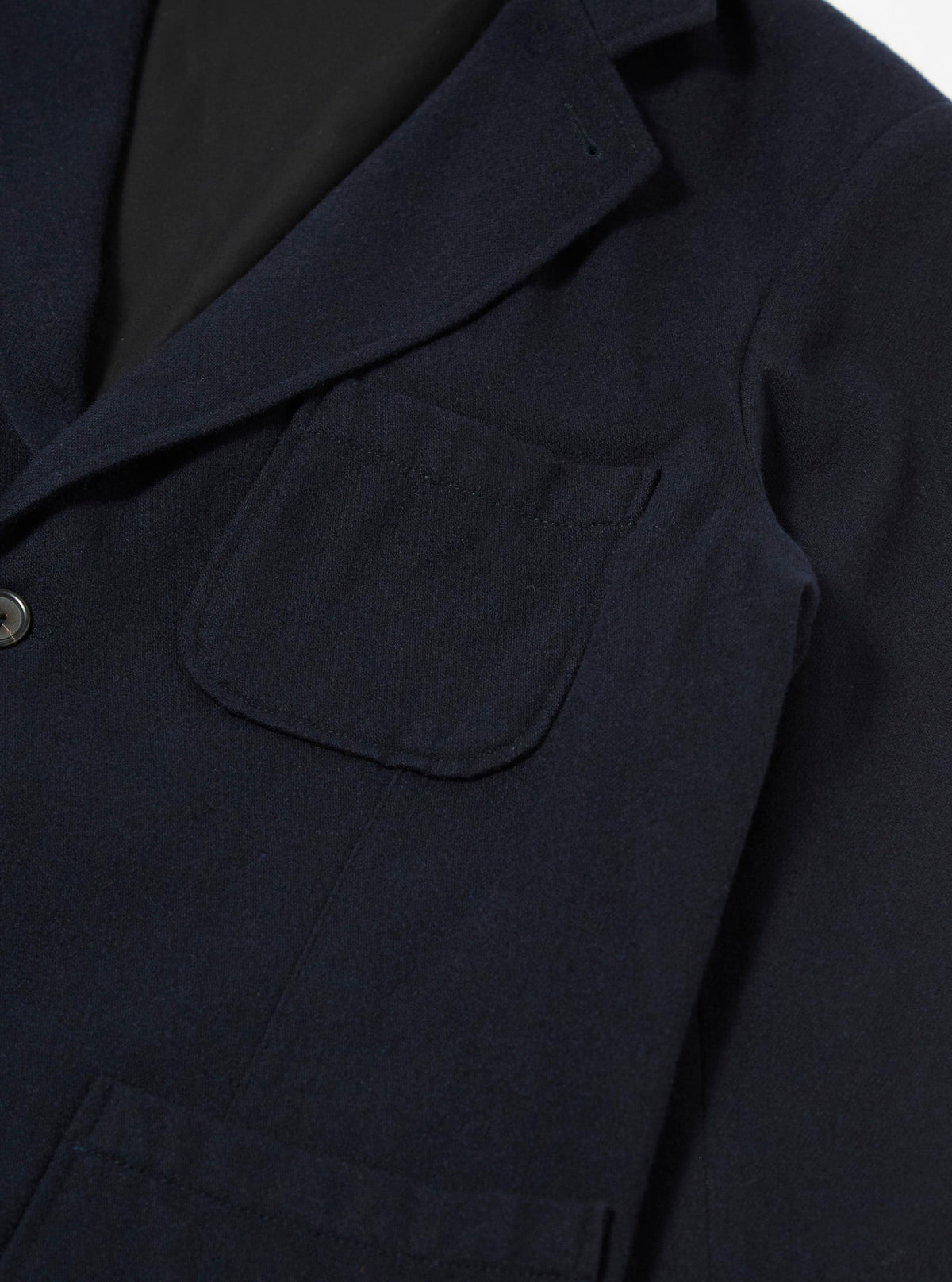 Dark Navy Soft Recycled Wool Two Button Jacket