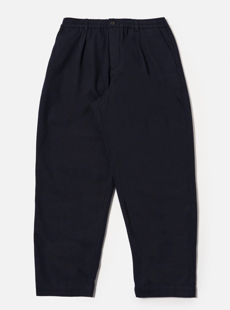 Dark Navy Soft Recycled Wool Pleated Track Pant
