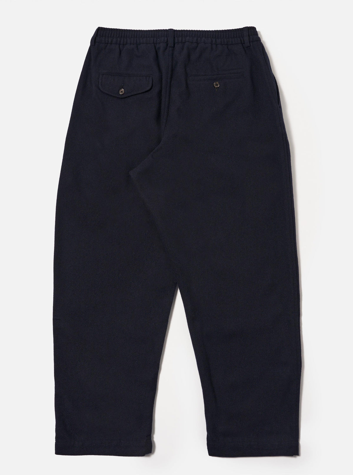 Dark Navy Soft Recycled Wool Pleated Track Pant