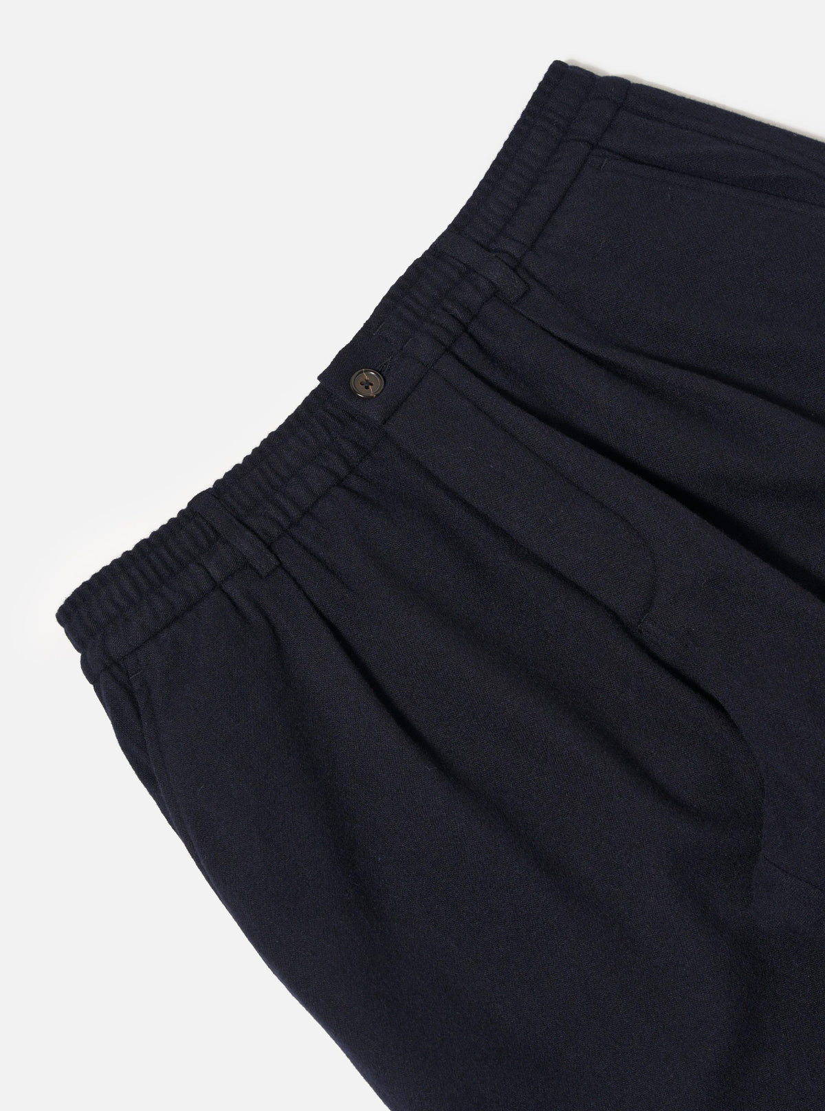 Dark Navy Soft Recycled Wool Pleated Track Pant
