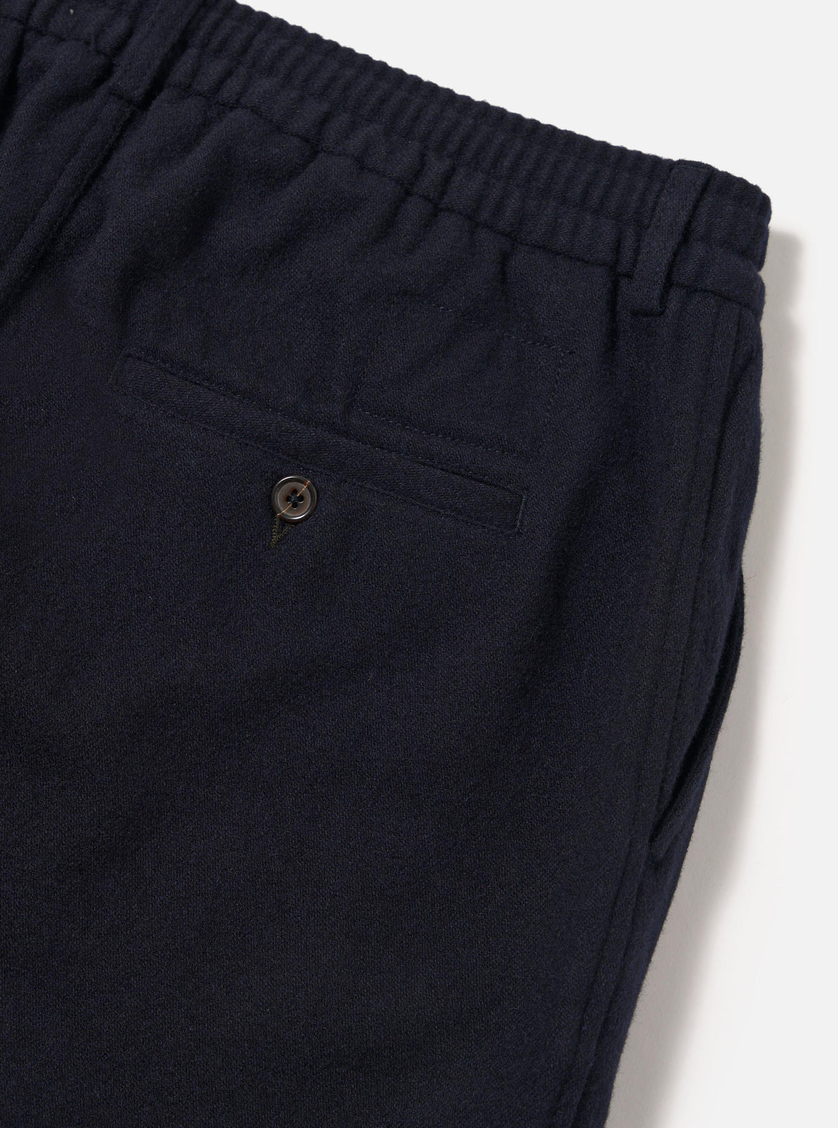 Dark Navy Soft Recycled Wool Pleated Track Pant