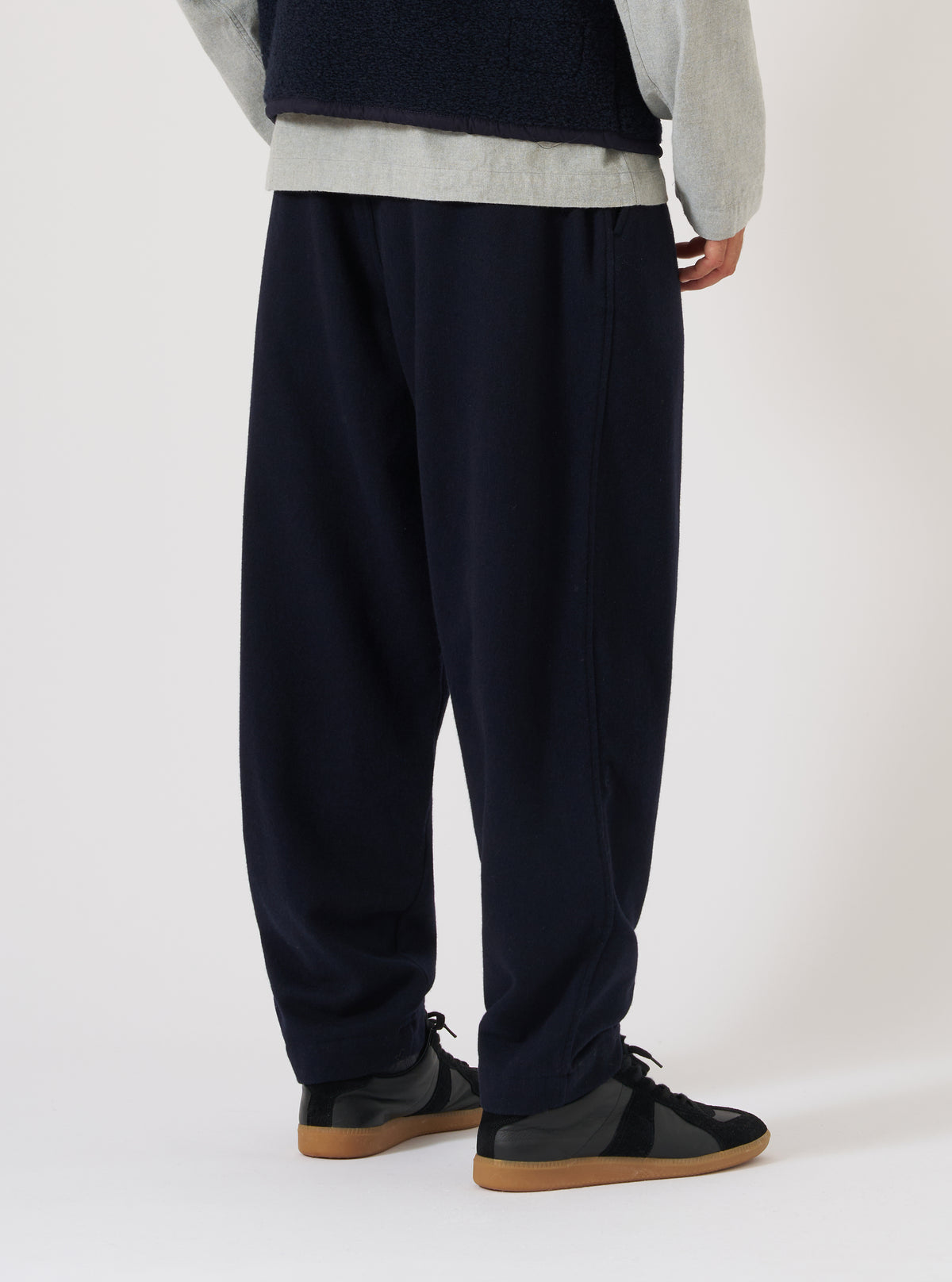 Dark Navy Soft Recycled Wool Pleated Track Pant