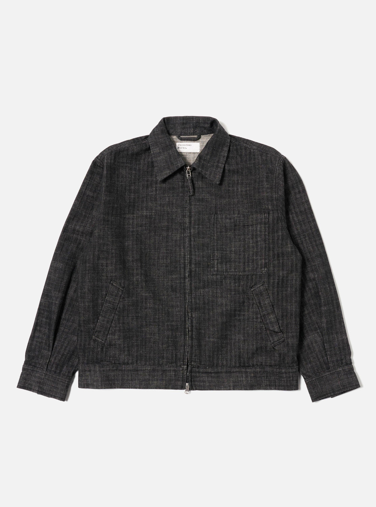 Black Italian Cotton Denim Rose Bowl Jacket
