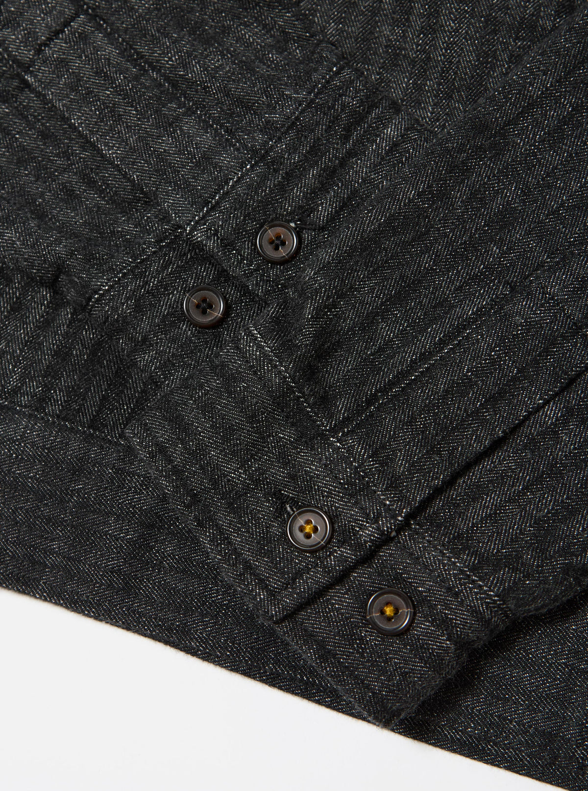 Black Italian Cotton Denim Rose Bowl Jacket
