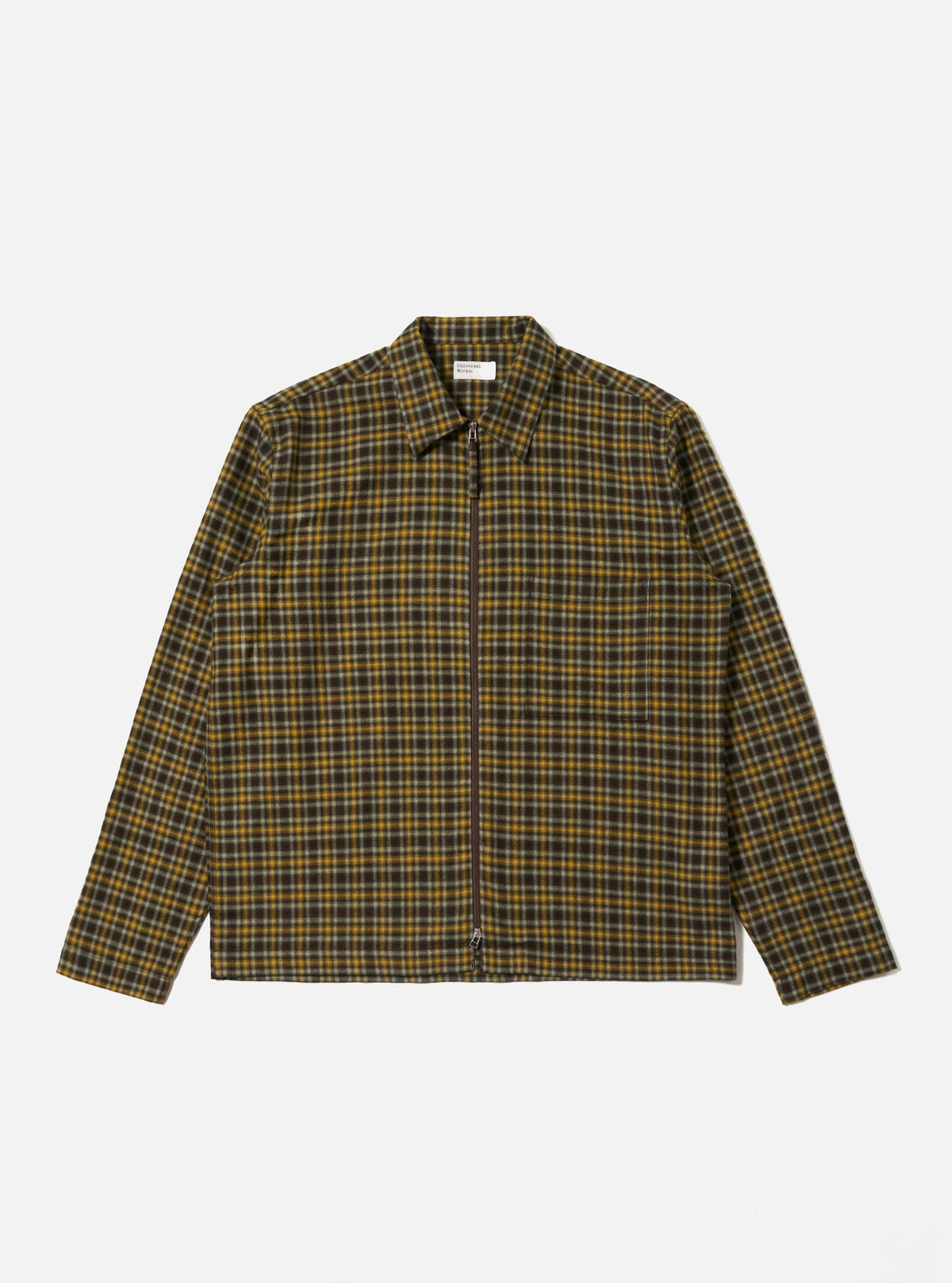 Brown Bang Check Zip Shirt