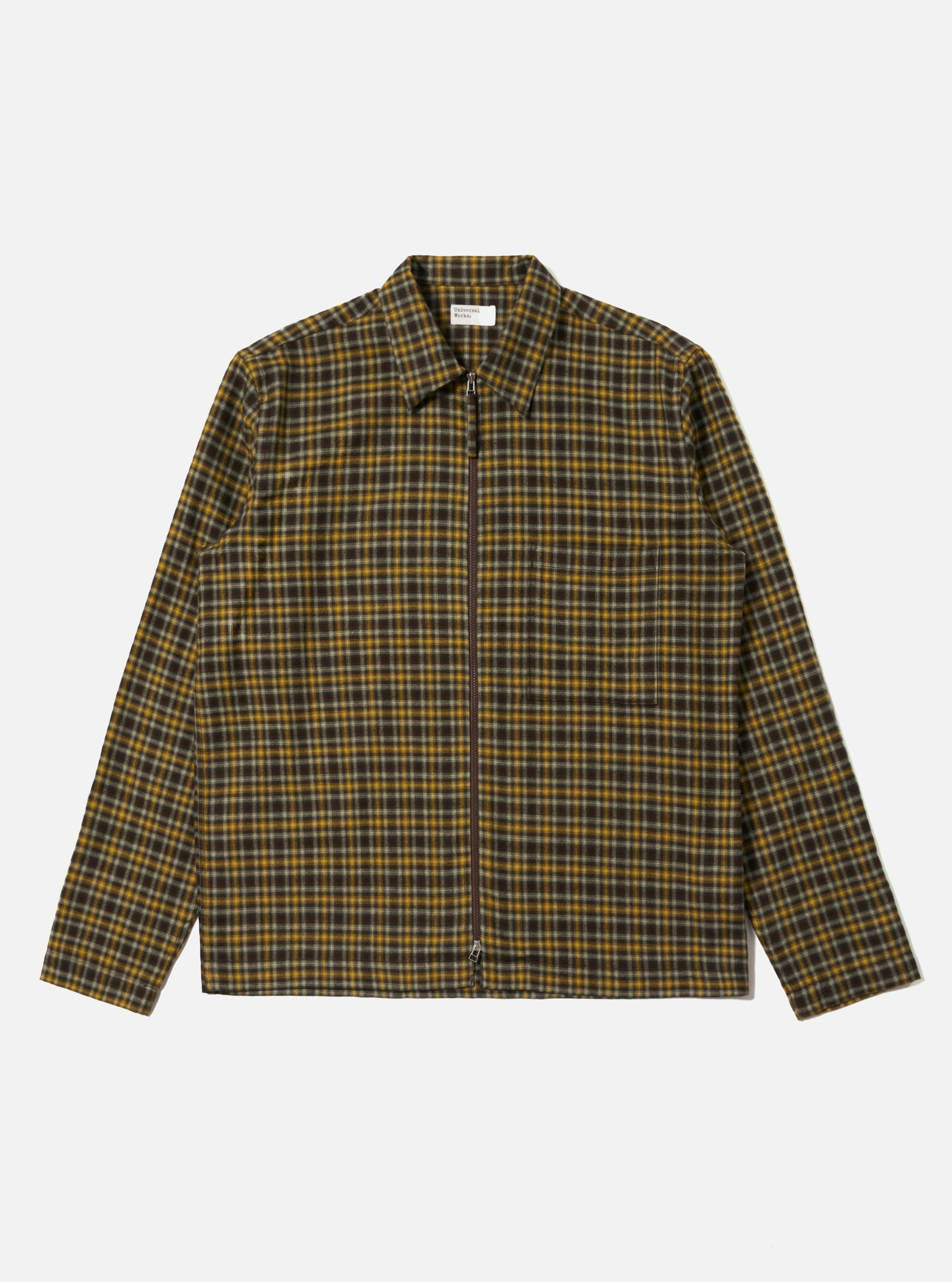 Brown Bang Check Zip Shirt