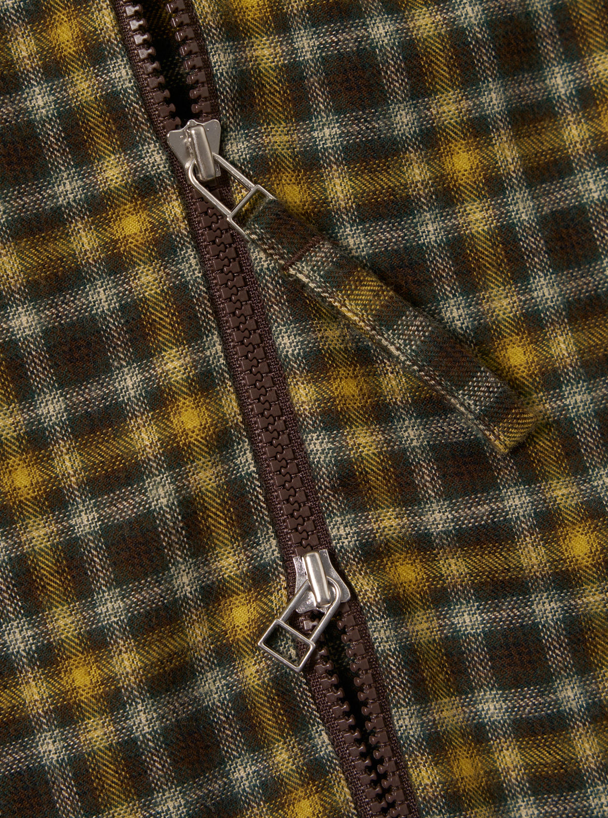 Brown Bang Check Zip Shirt