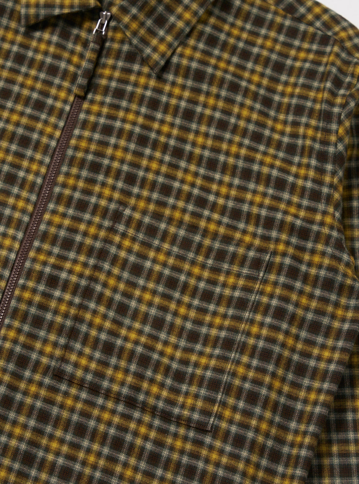 Brown Bang Check Zip Shirt