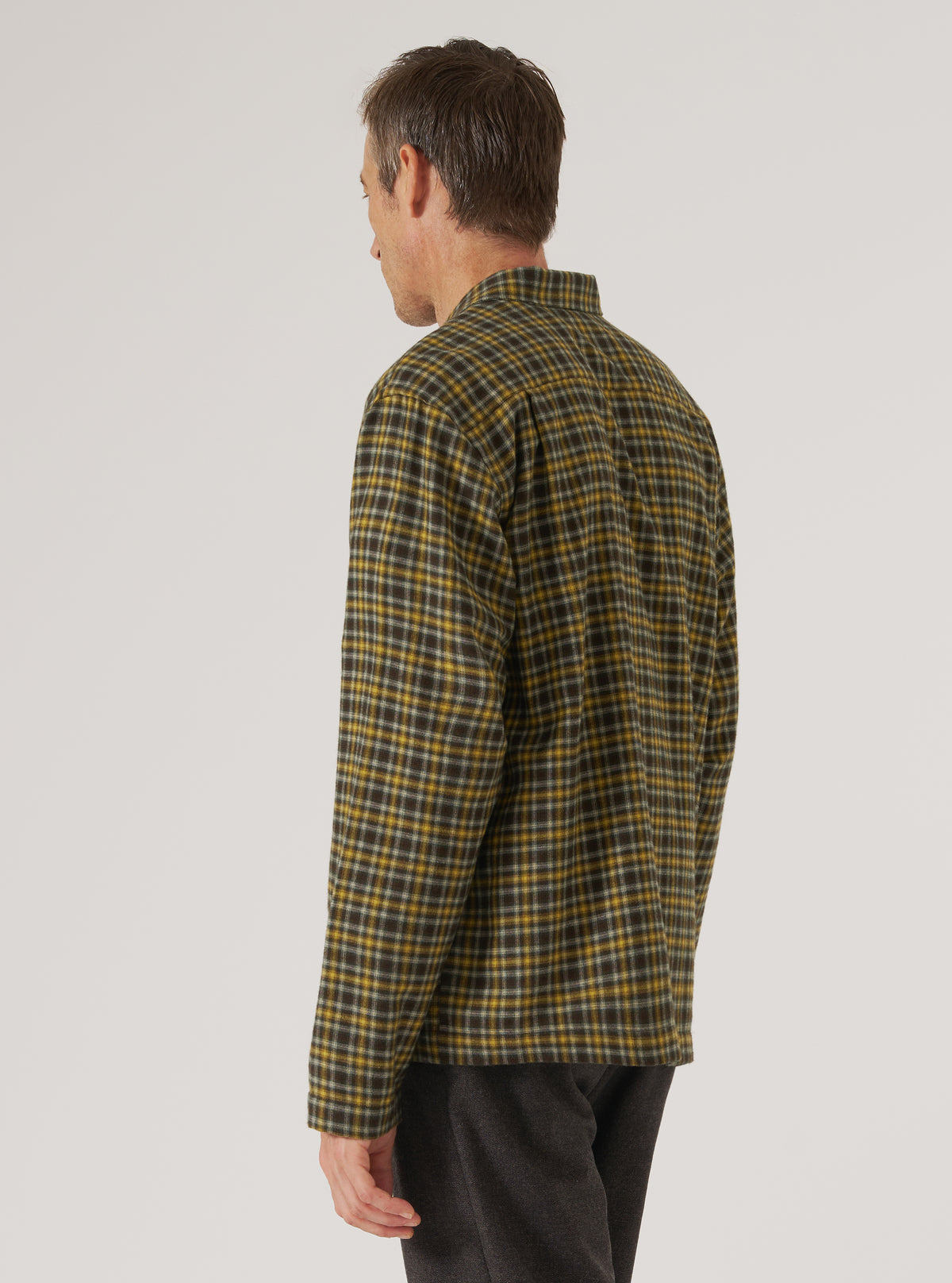 Brown Bang Check Zip Shirt