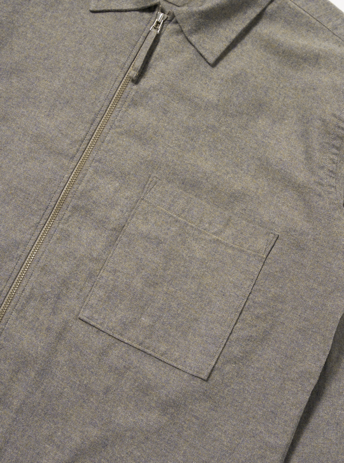 Brown Brushed Flannel Zip Shirt