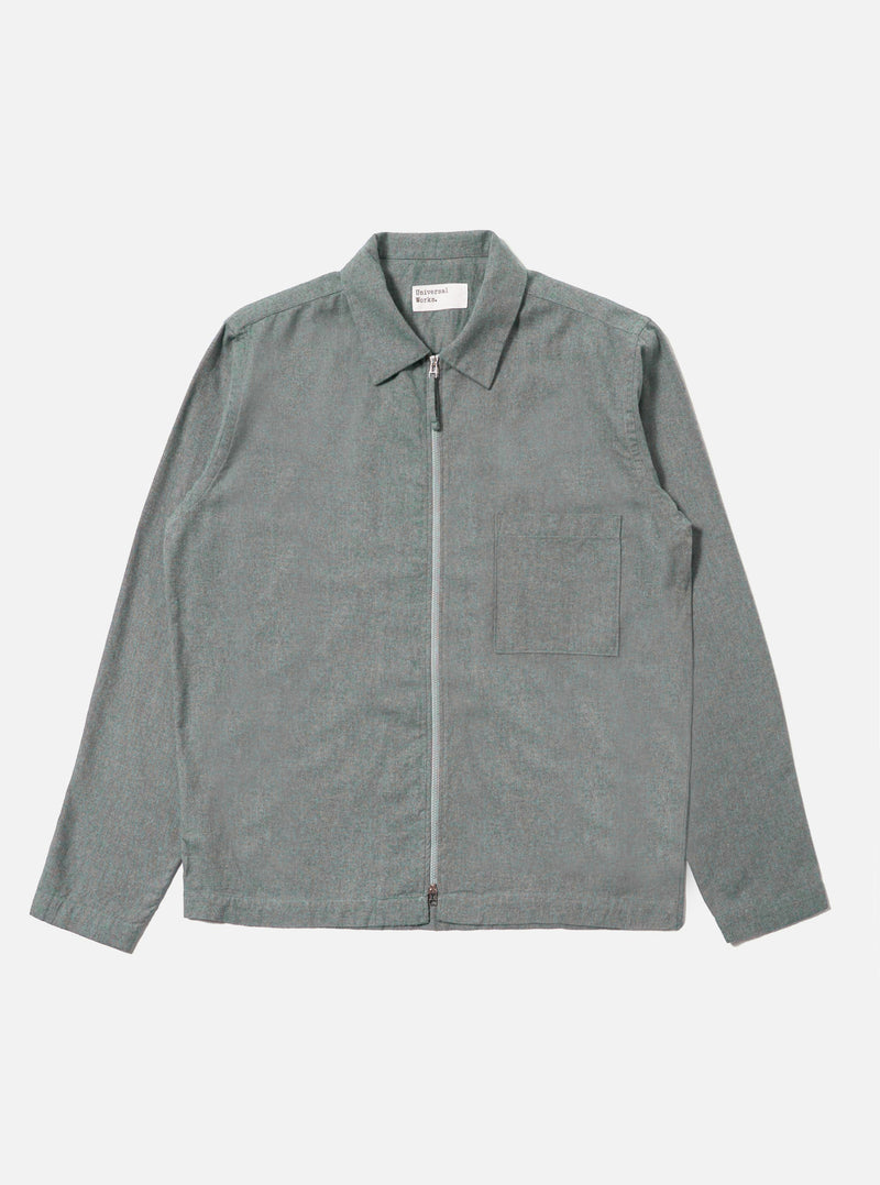 Navy Brushed Flannel Zip Shirt