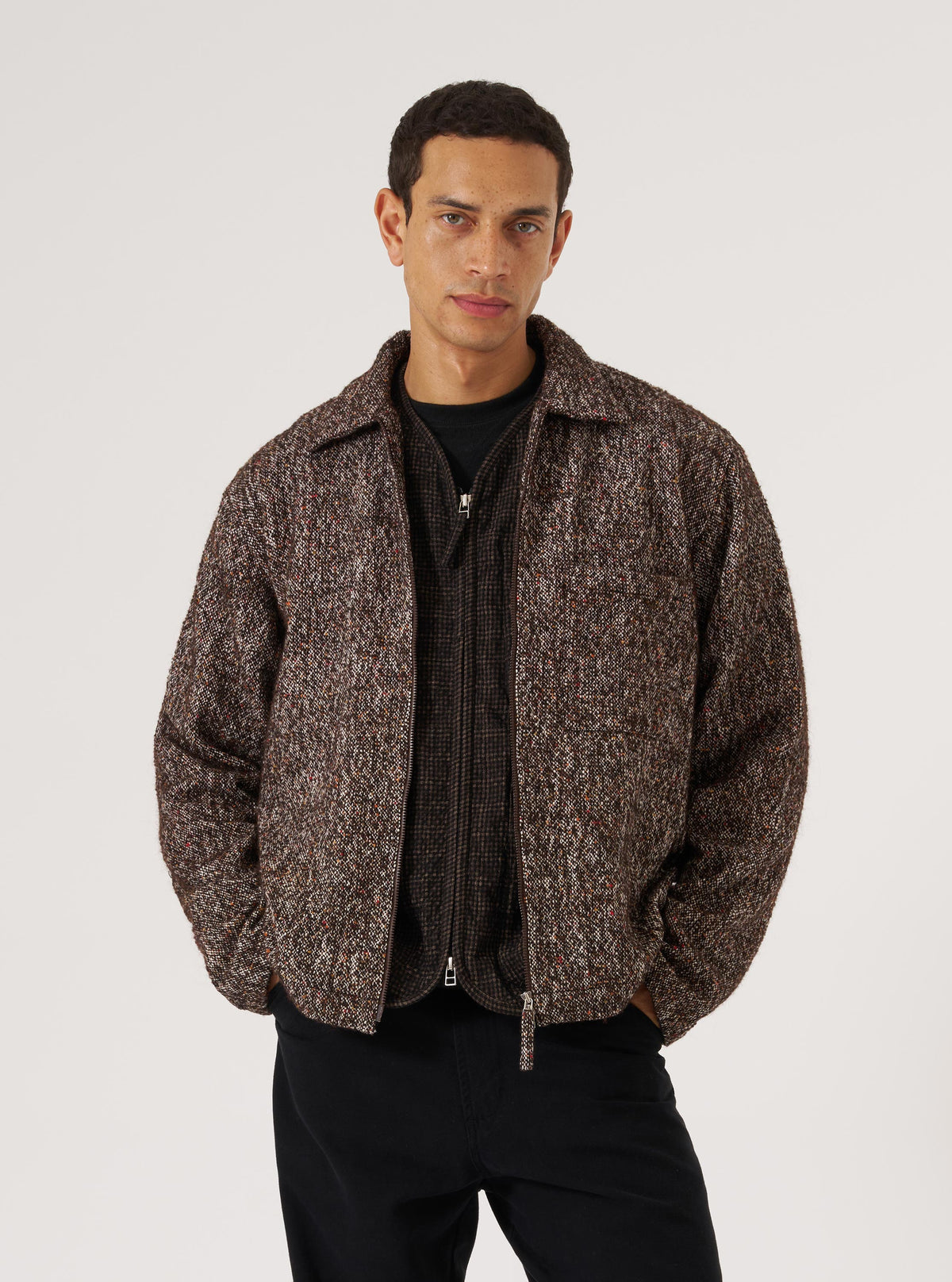 Brown Sedona Tweed Zip Shirt