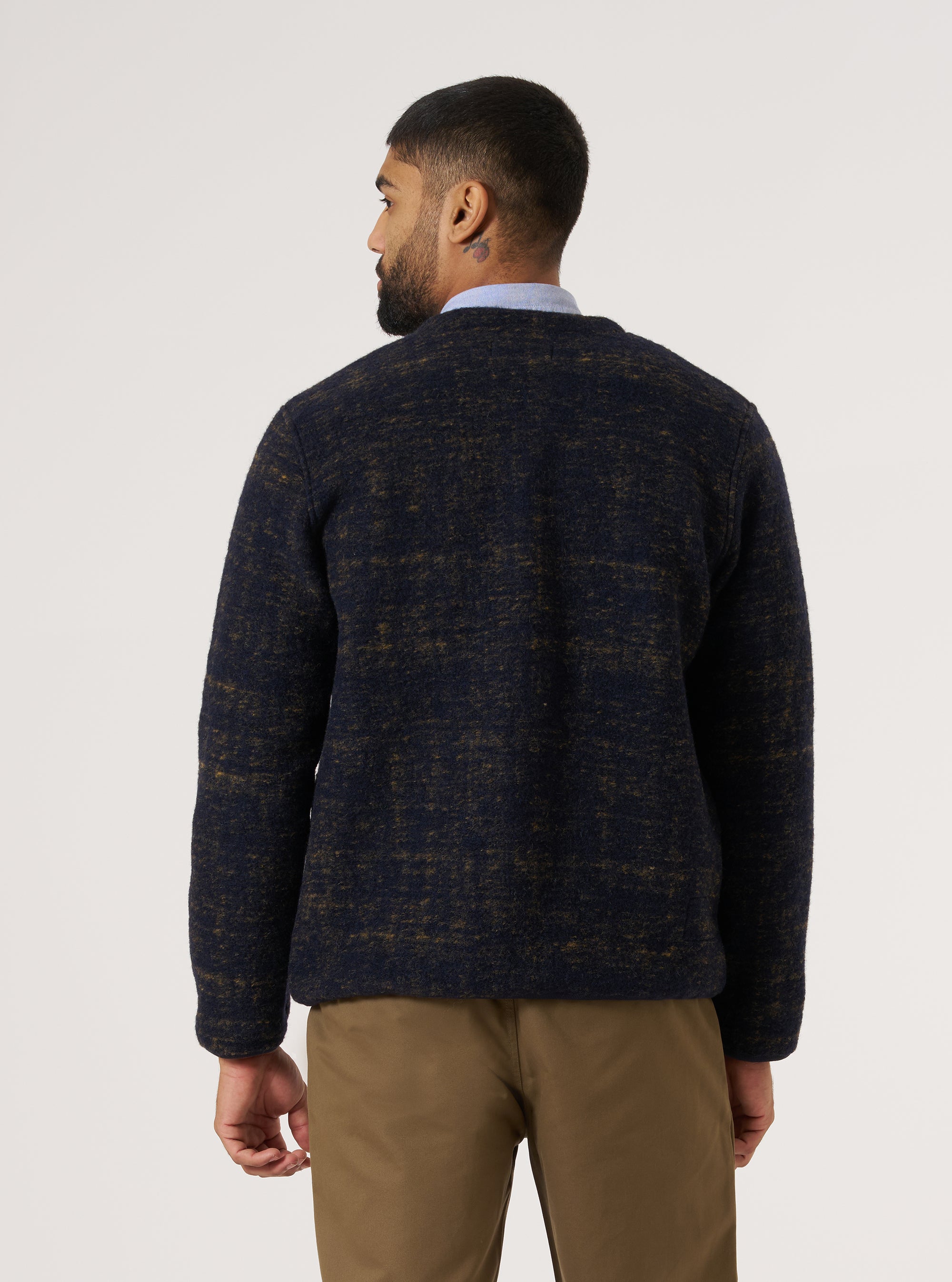 Navy Marble Fleece Cardigan