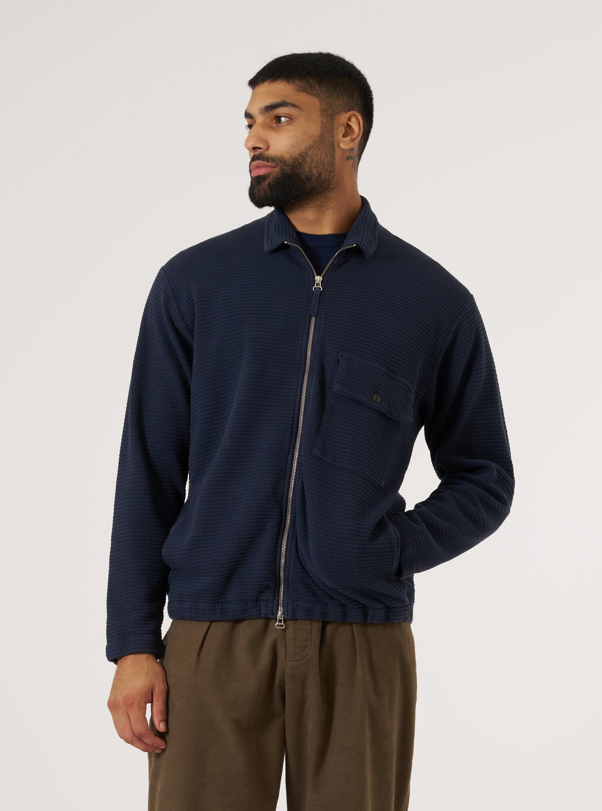 Navy Fantasy Interlock K Track Top