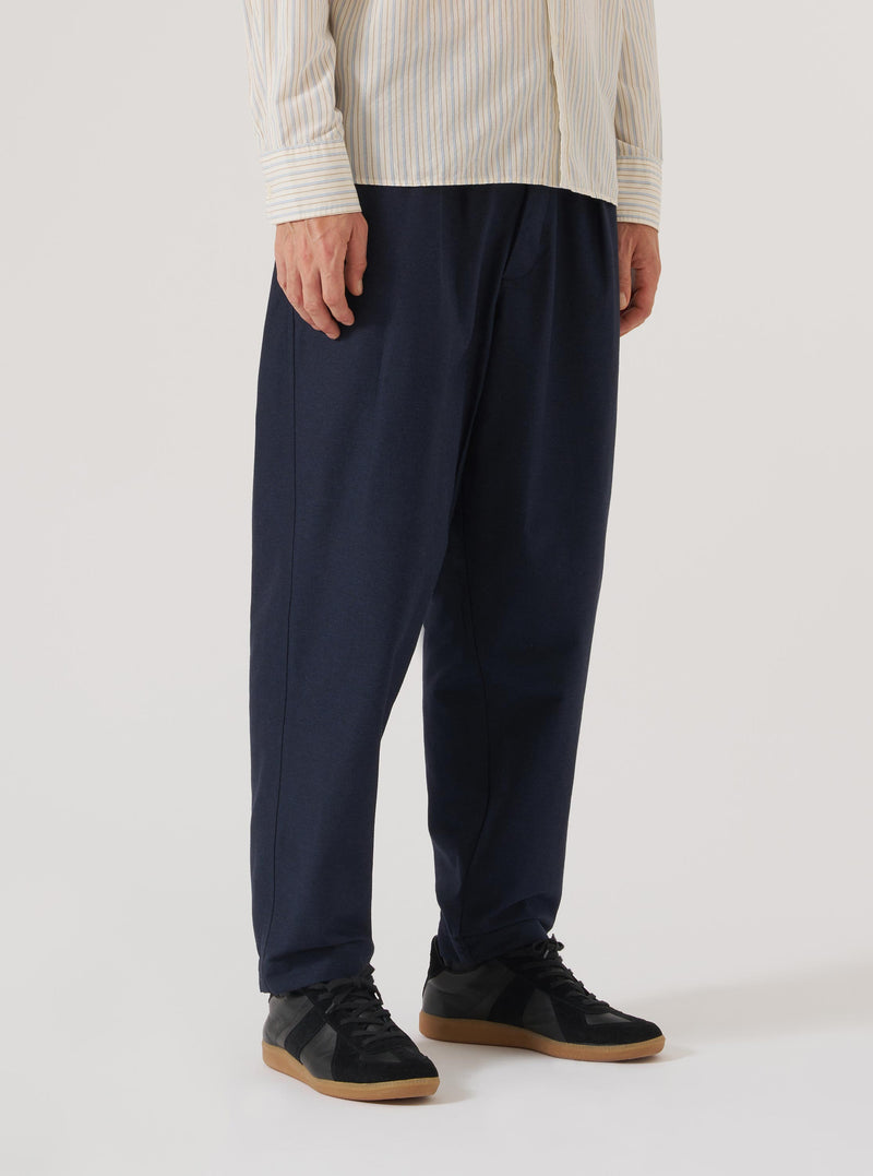 Navy Lucca Suiting Pleated Track Pant