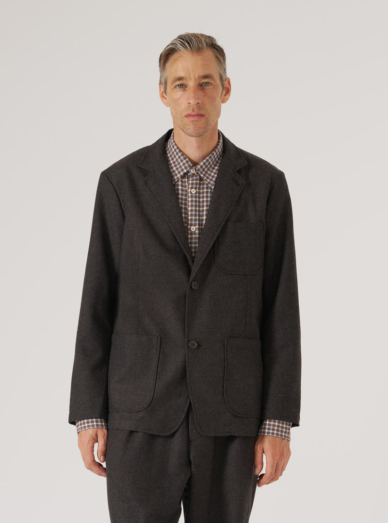 Brown Upcycled Italian Tweed Two Button Jacket