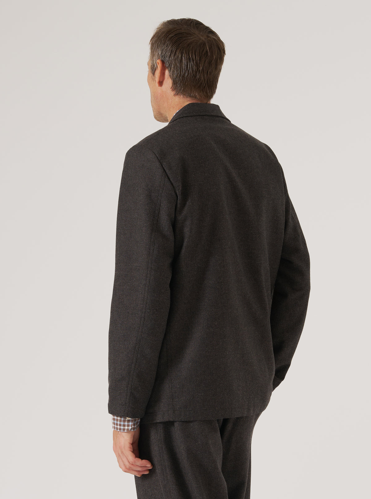 Brown Upcycled Italian Tweed Two Button Jacket